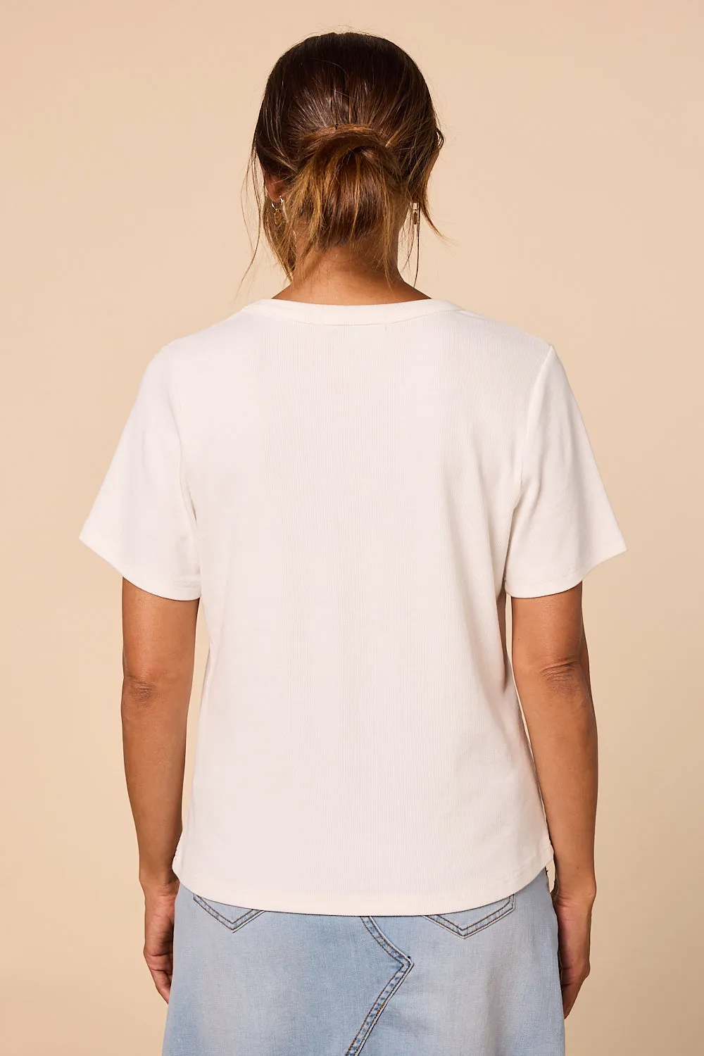 Adrift Ribbed Tee in White Adrift