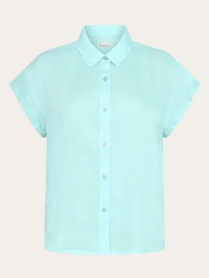 ASTER fold up short sleeve linen shirt - Aqua-Esque Knowledge Cotton