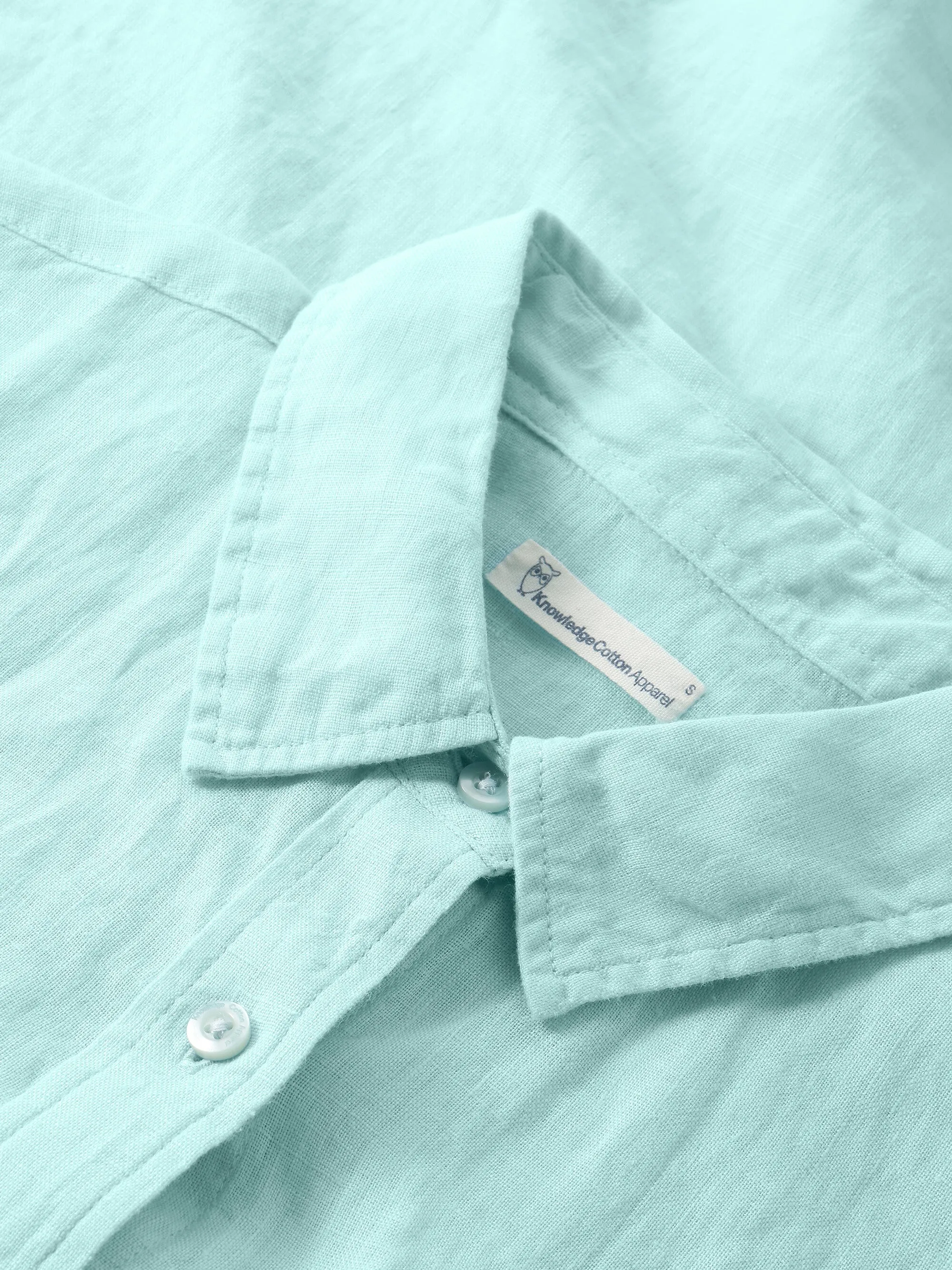 ASTER fold up short sleeve linen shirt - Aqua-Esque Knowledge Cotton