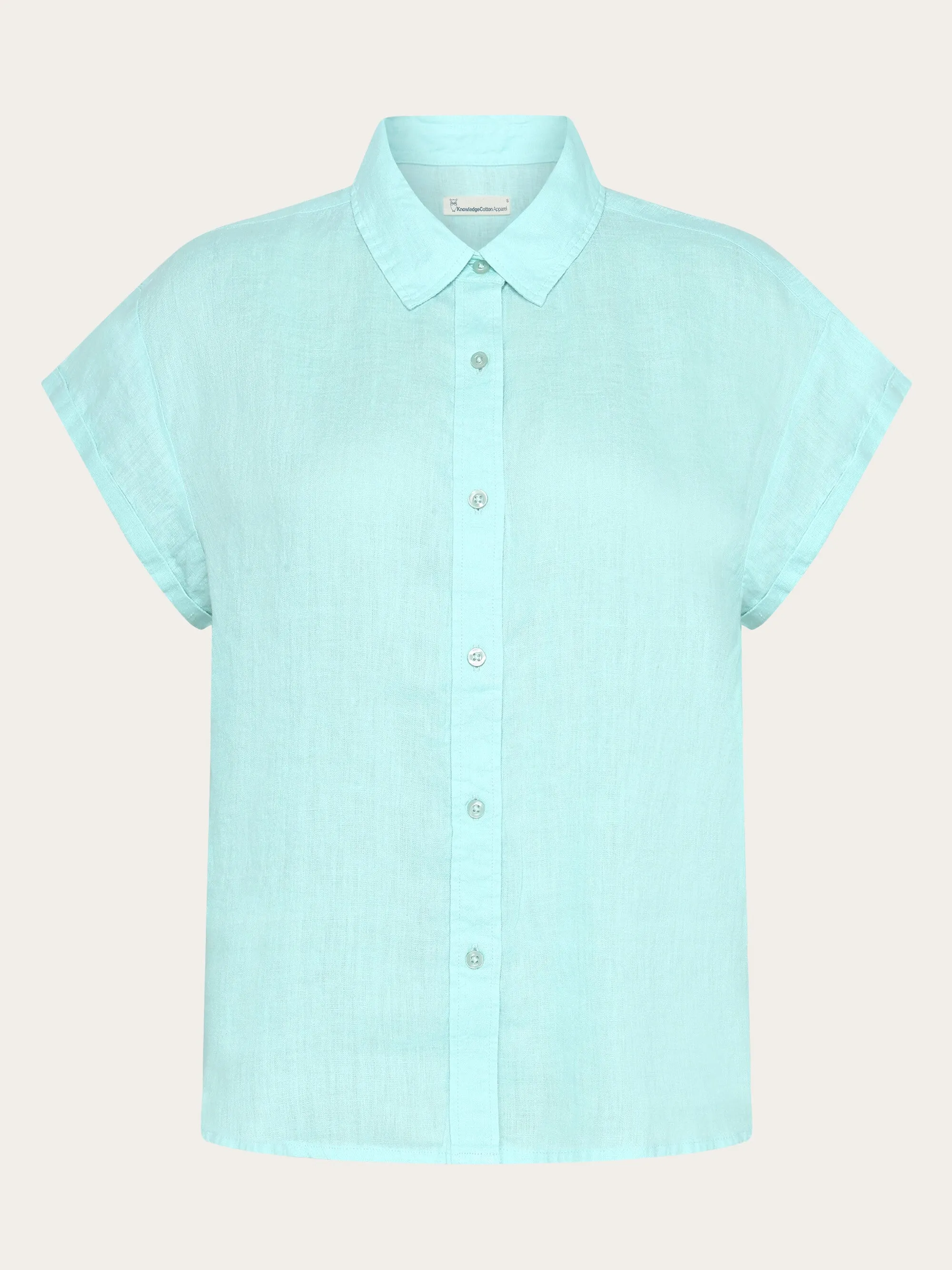 ASTER fold up short sleeve linen shirt - Aqua-Esque Knowledge Cotton