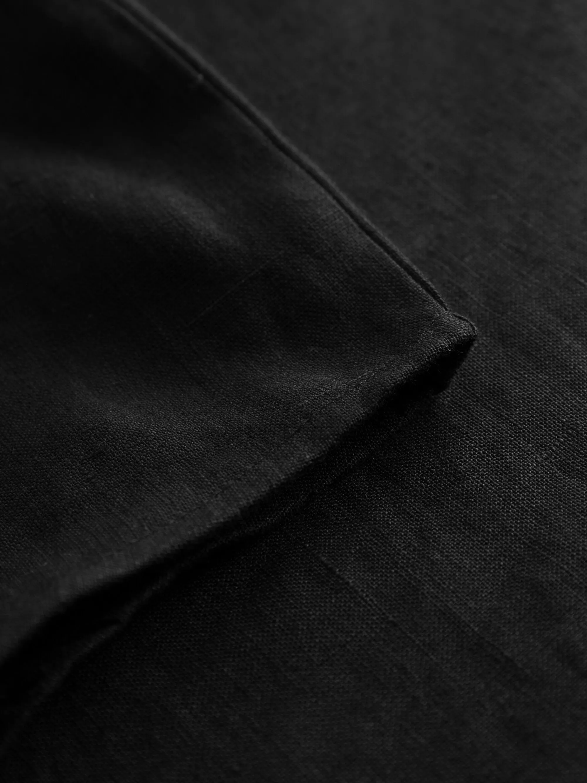 ASTER fold up short sleeve linen shirt - Black Jet Knowledge Cotton