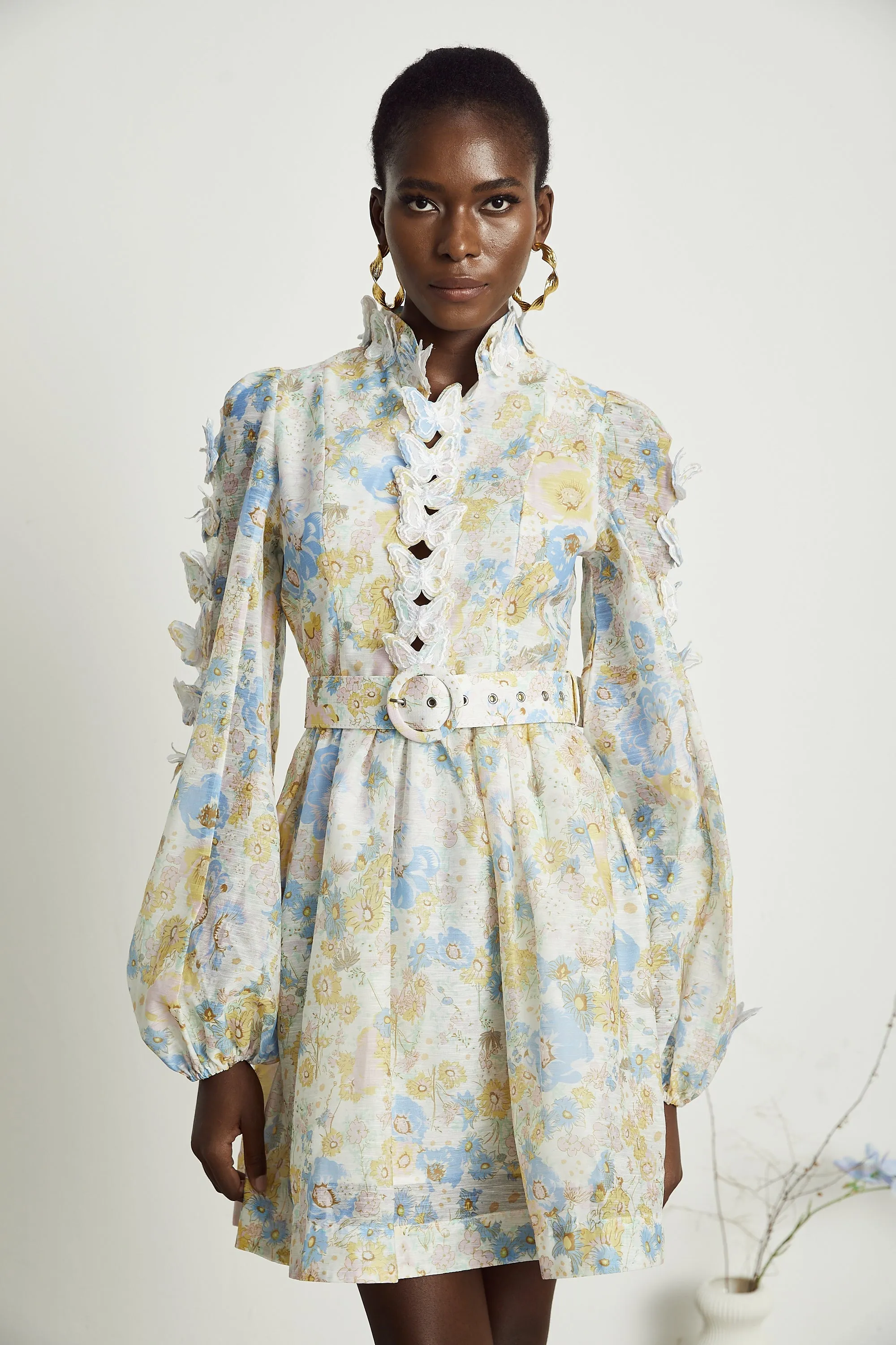 Axelle 3D-butterfly floral-print mini dress Gloria Lanvin