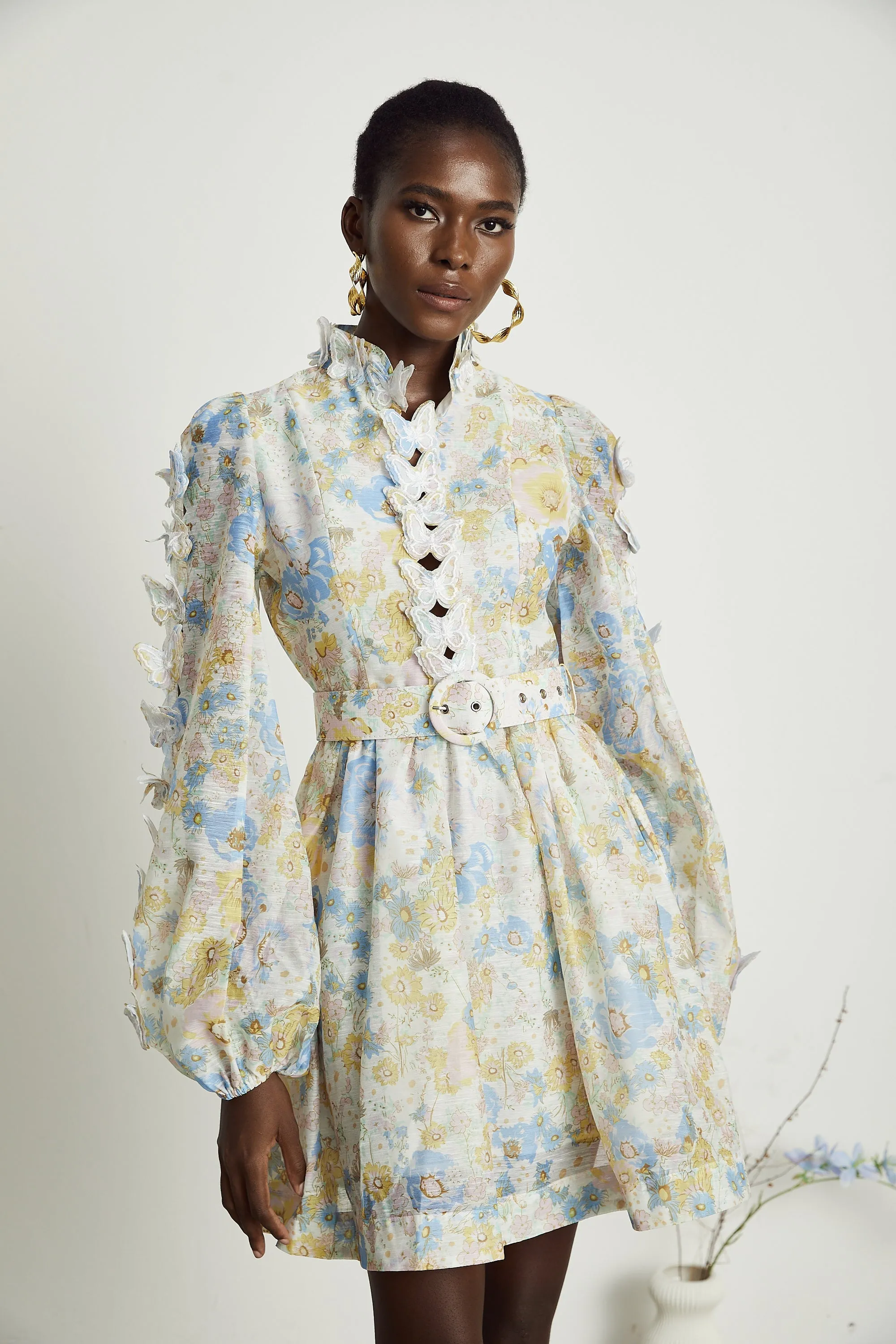 Axelle 3D-butterfly floral-print mini dress Gloria Lanvin