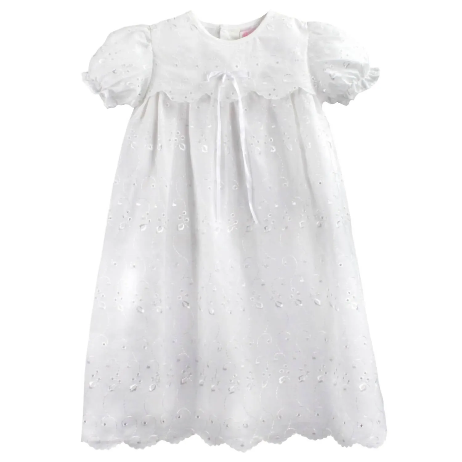 Baby Girl's Eyelet Lace Christening Gown In White