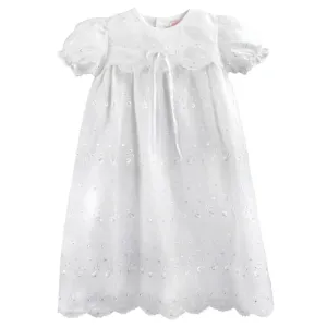 Baby Girl's Eyelet Lace Christening Gown In White