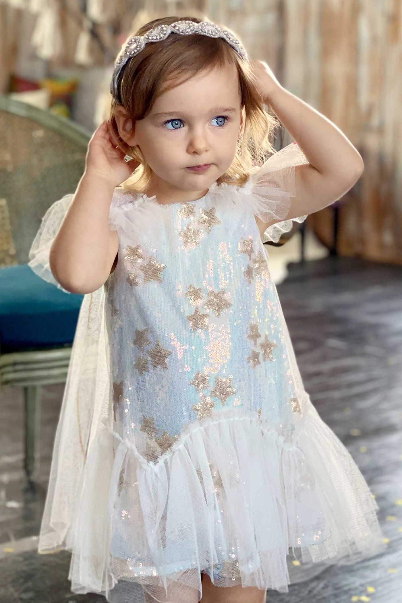 Baby Girls Star Sequin Princess Doll Dress