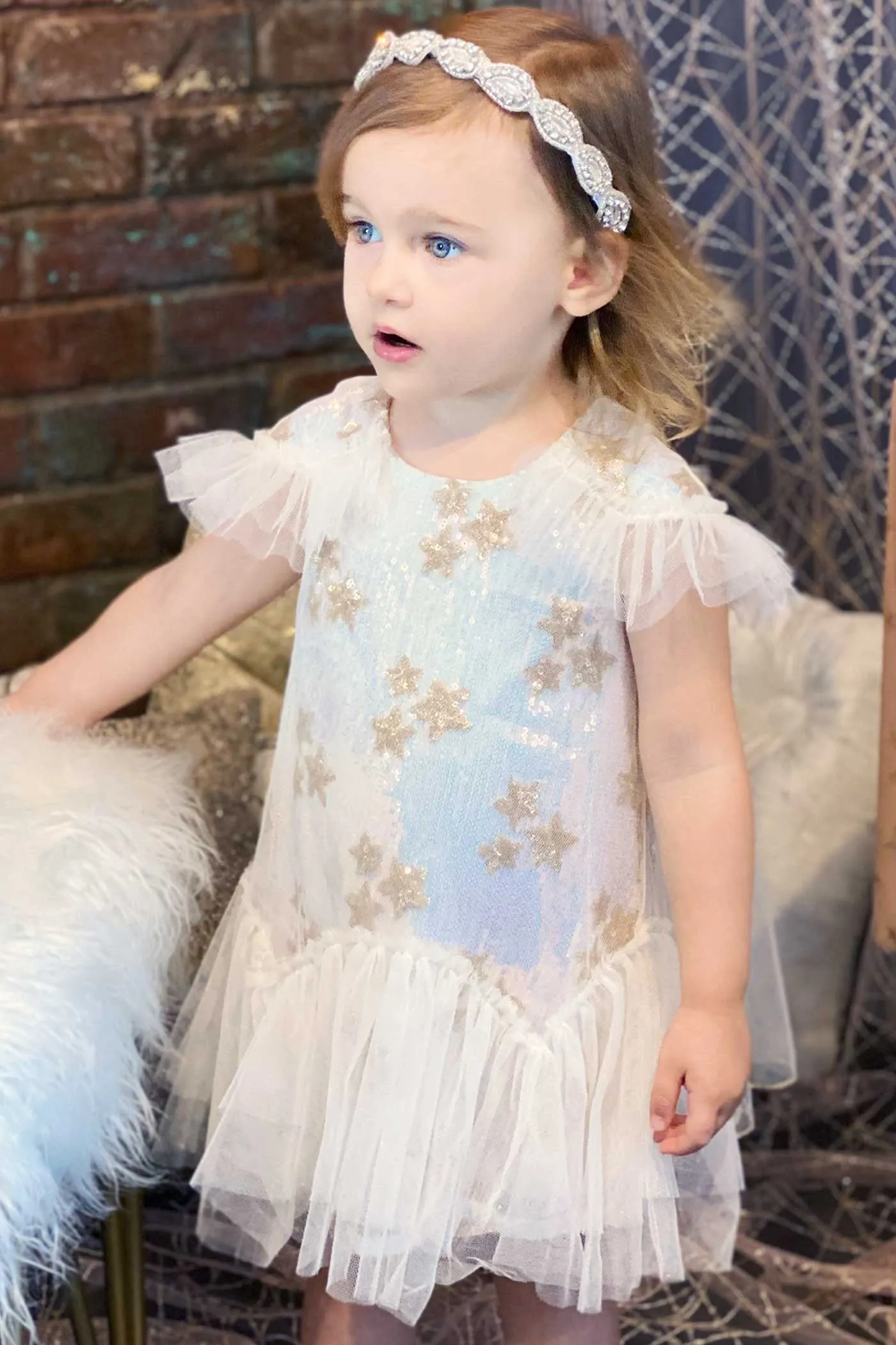 Baby Girls Star Sequin Princess Doll Dress