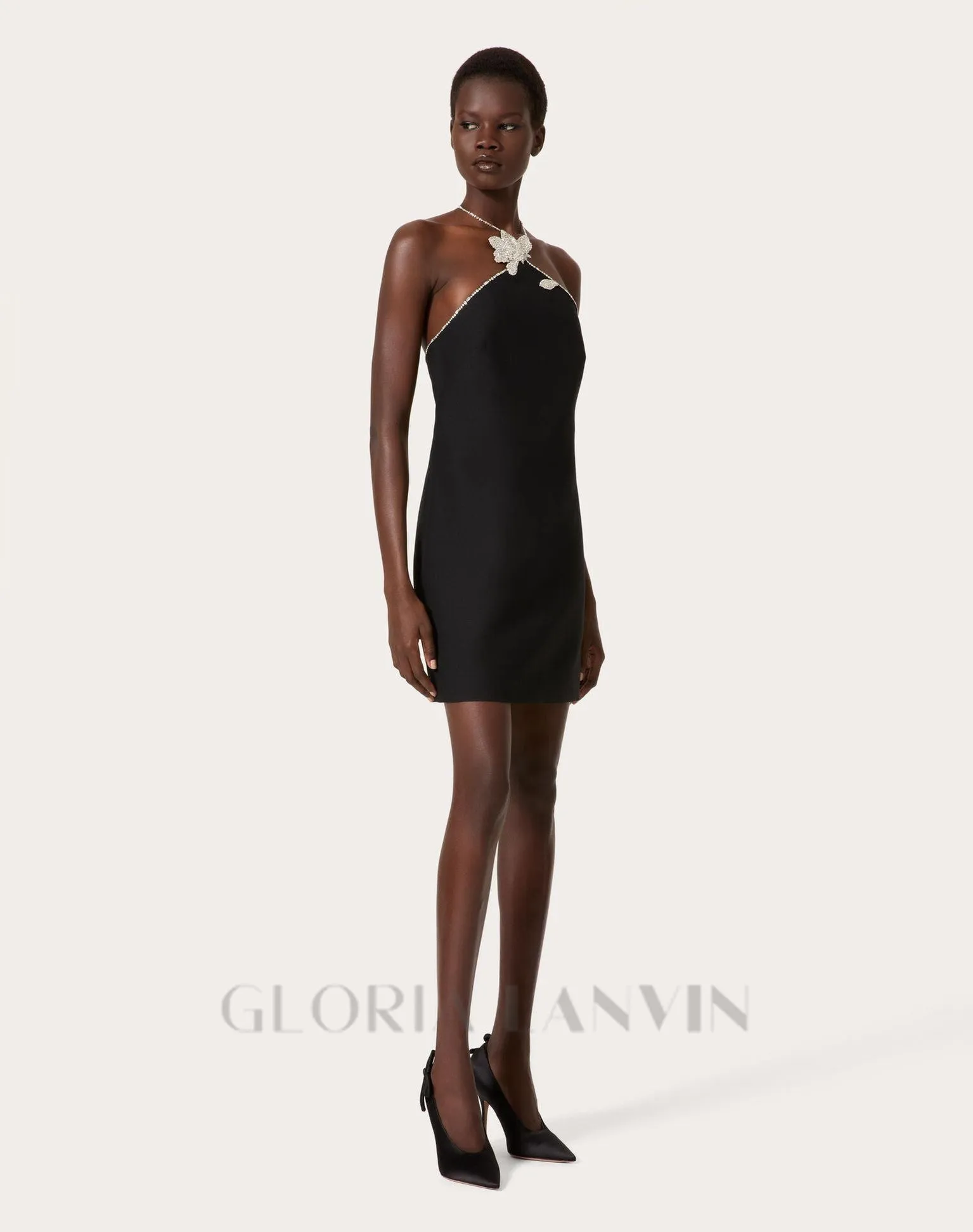 BBLYTHE EMBROIDERED CREPE COUTURE MINI DRESS IN BLACK Gloria Lanvin