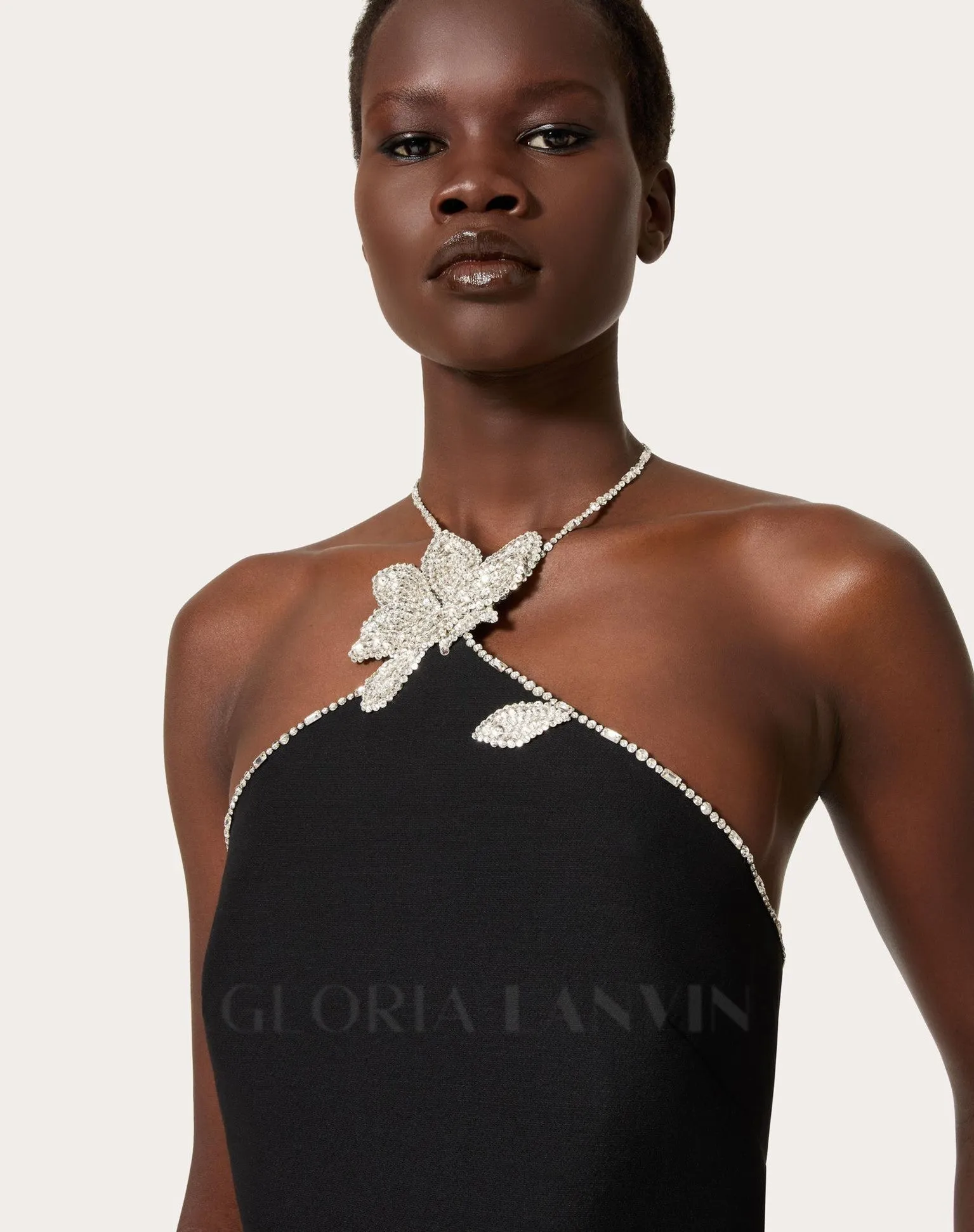 BBLYTHE EMBROIDERED CREPE COUTURE MINI DRESS IN BLACK Gloria Lanvin