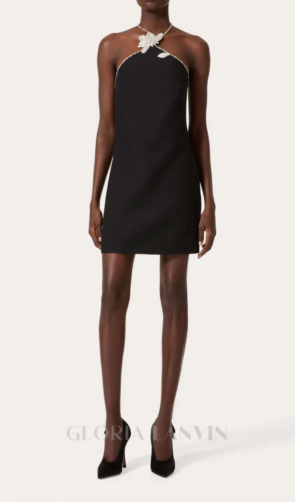 BBLYTHE EMBROIDERED CREPE COUTURE MINI DRESS IN BLACK Gloria Lanvin