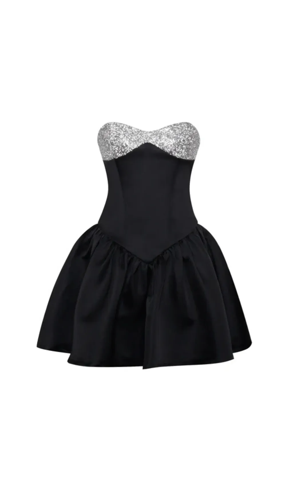 BLACK SATIN CRYSTAL BUSTIER A-LINE MINI DRESS Gloria Lanvin