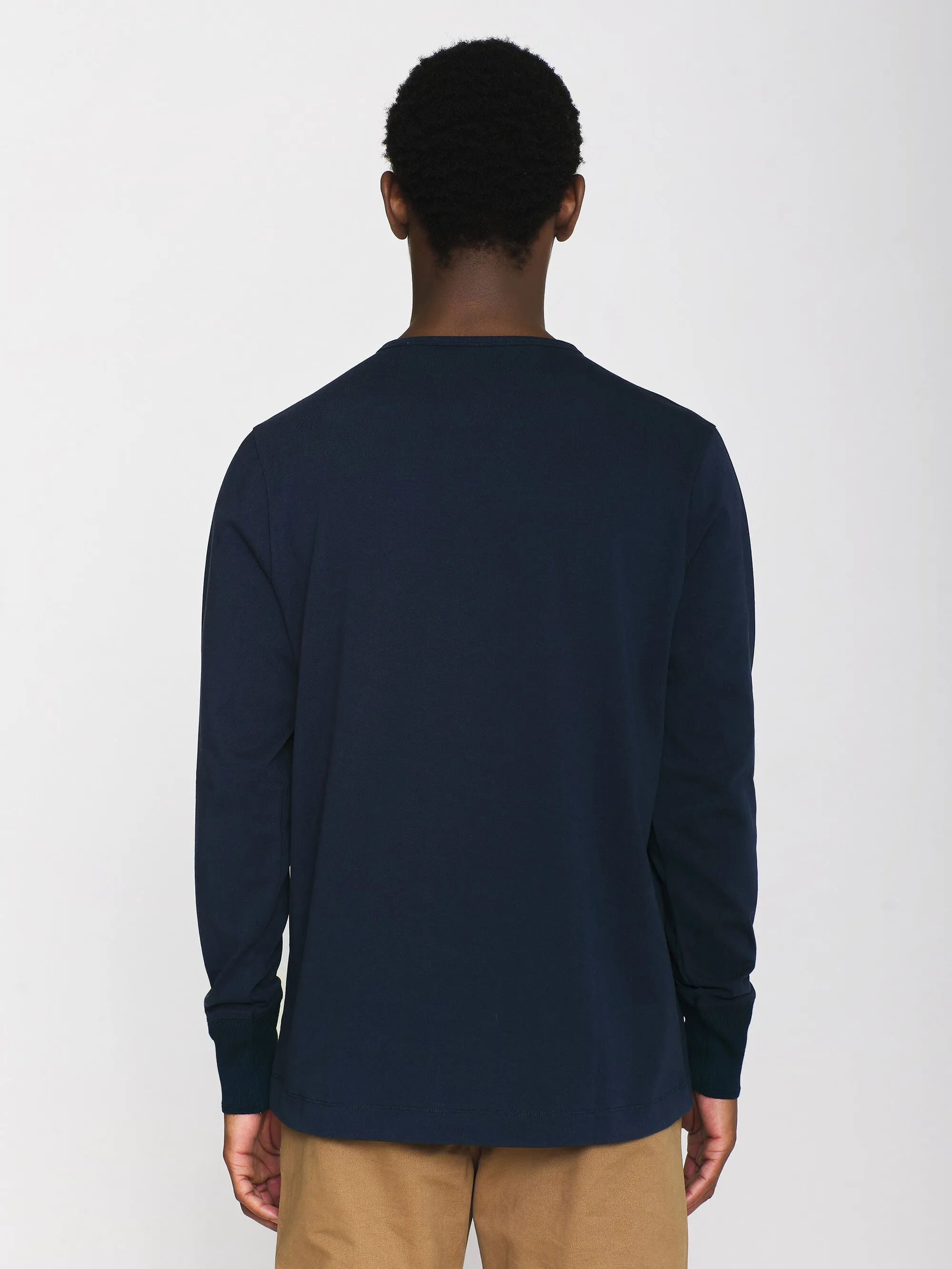 BO long sleeve henley - Regenerative Organic Certified - GOTS/Vegan - Total Eclipse Knowledge Cotton