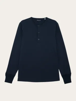 BO long sleeve henley - Regenerative Organic Certified - GOTS/Vegan - Total Eclipse Knowledge Cotton