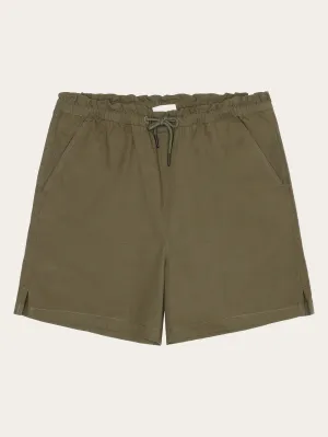 Boardwalk slub shorts with elastic waist - GOTS/Vegan - Burned Olive Knowledge Cotton