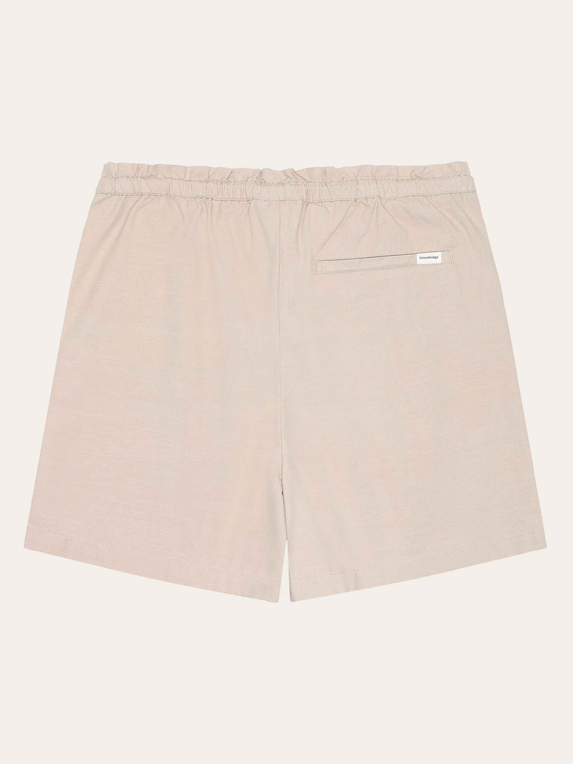 Boardwalk slub shorts with elastic waist - GOTS/Vegan - Light feather gray Knowledge Cotton