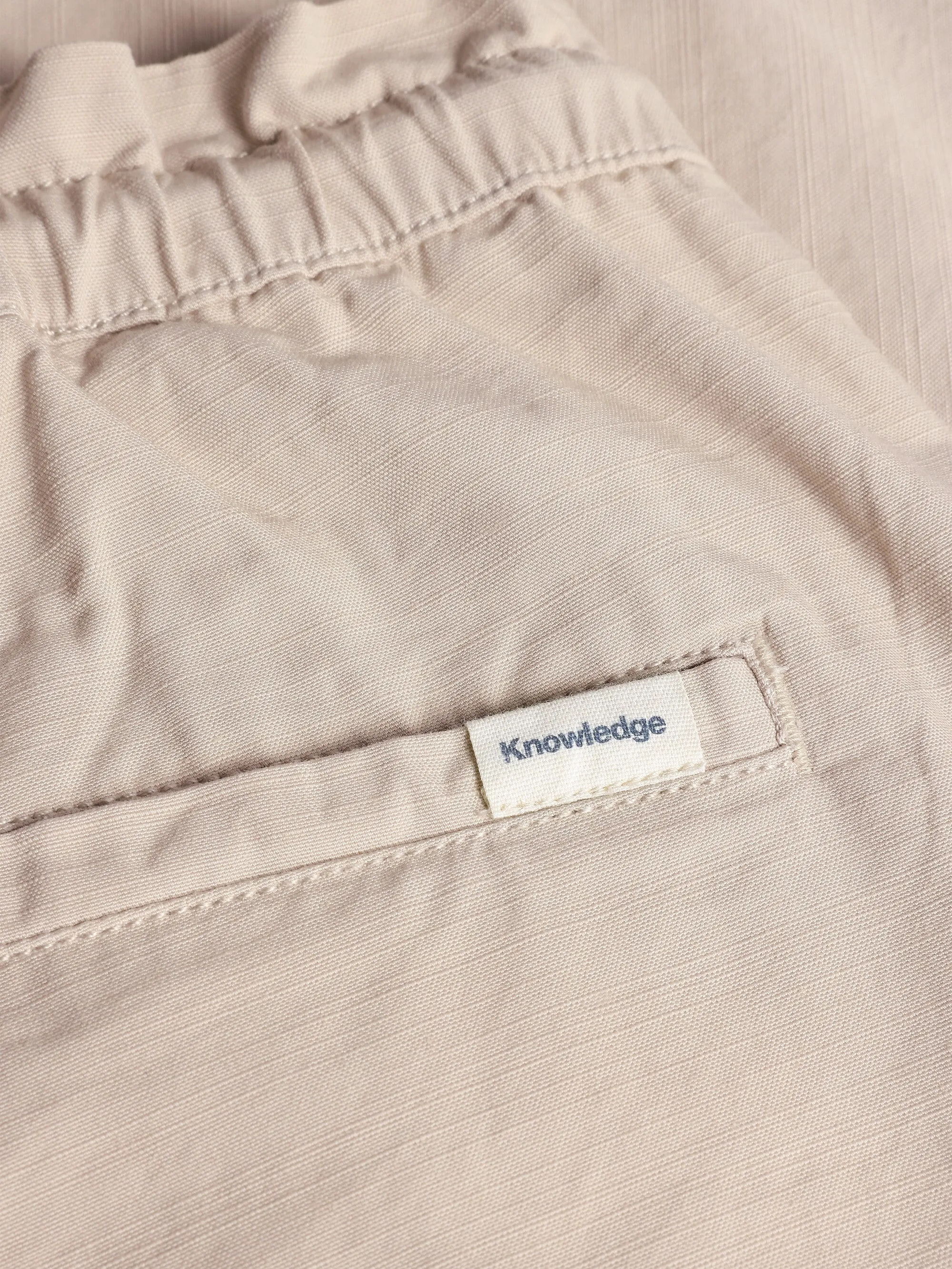 Boardwalk slub shorts with elastic waist - GOTS/Vegan - Light feather gray Knowledge Cotton