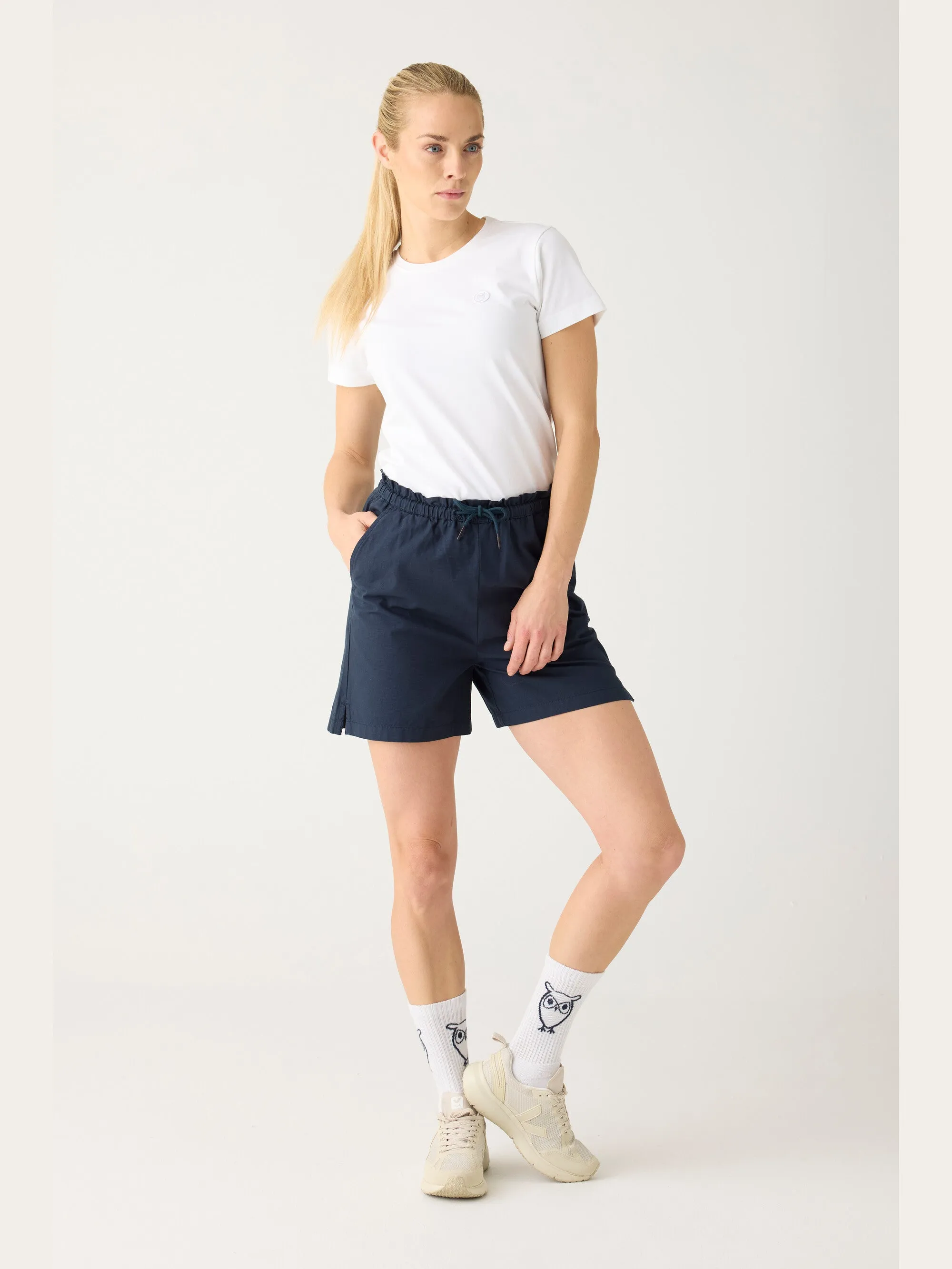 Boardwalk slub shorts with elastic waist - GOTS/Vegan - Total Eclipse Knowledge Cotton