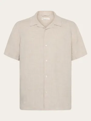 Box fit short sleeved linen shirt - Yarndyed - Light feather gray Knowledge Cotton