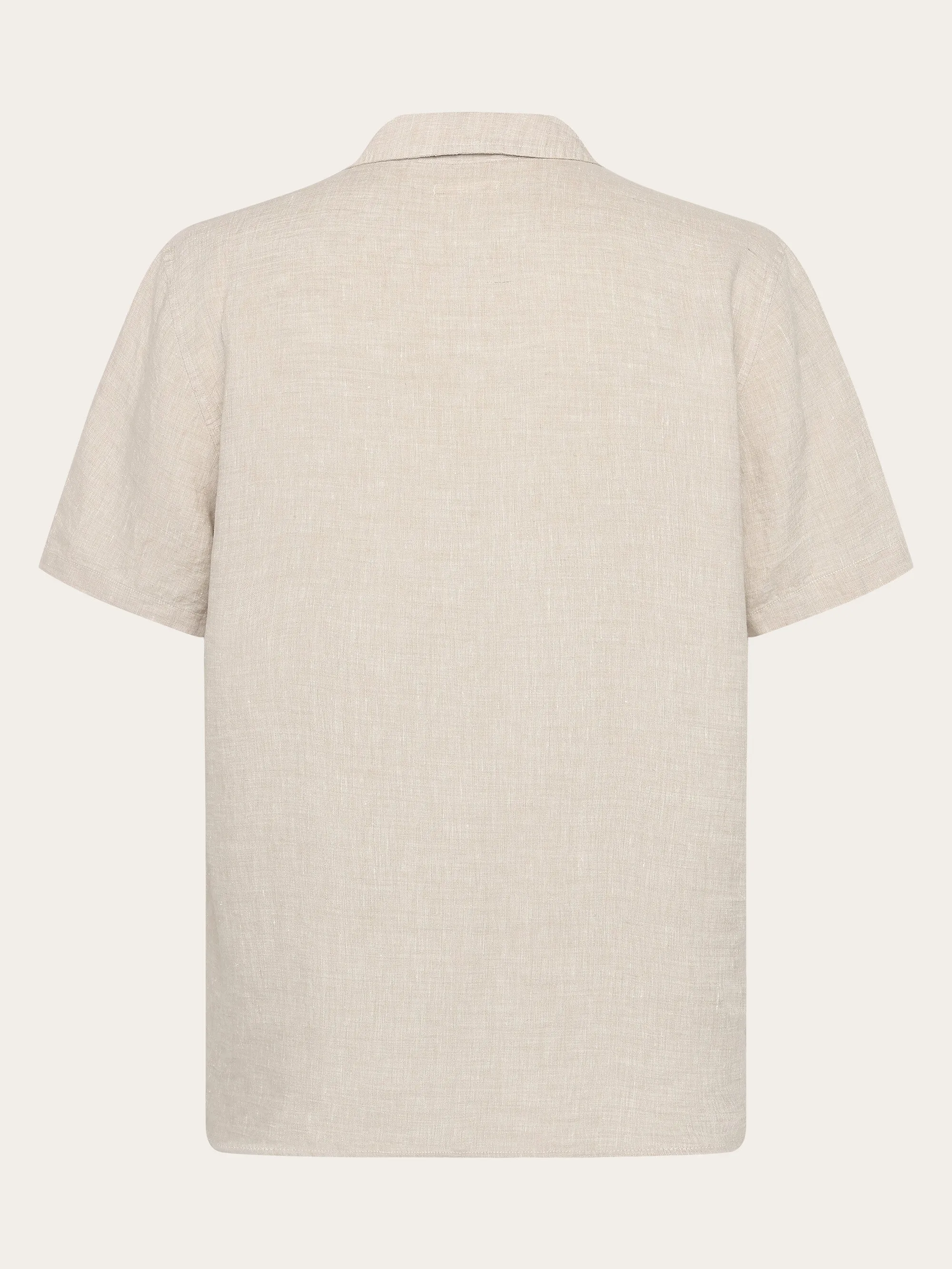 Box fit short sleeved linen shirt - Yarndyed - Light feather gray Knowledge Cotton