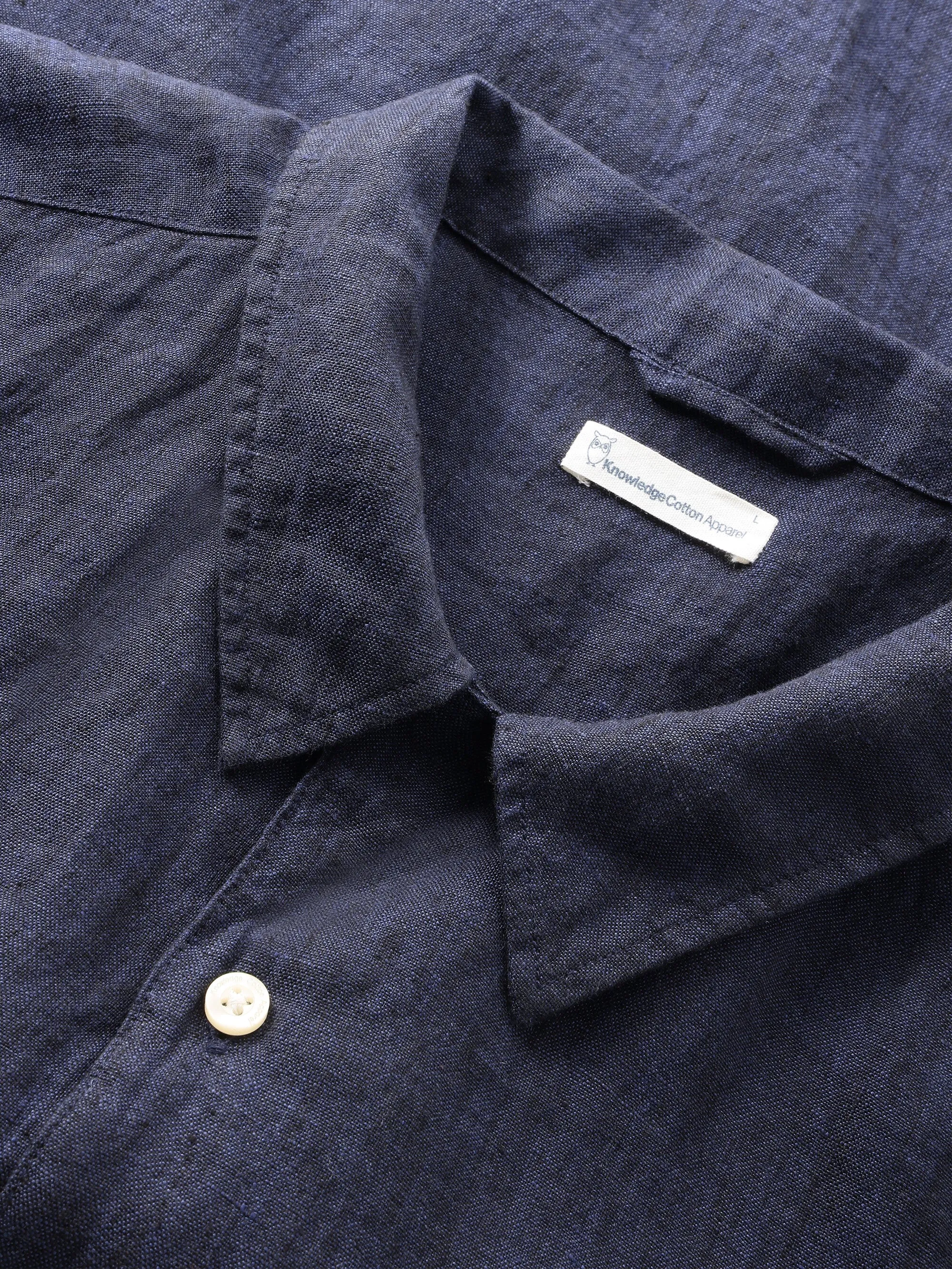 Box fit short sleeved linen shirt - Yarndyed - Total Eclipse Knowledge Cotton