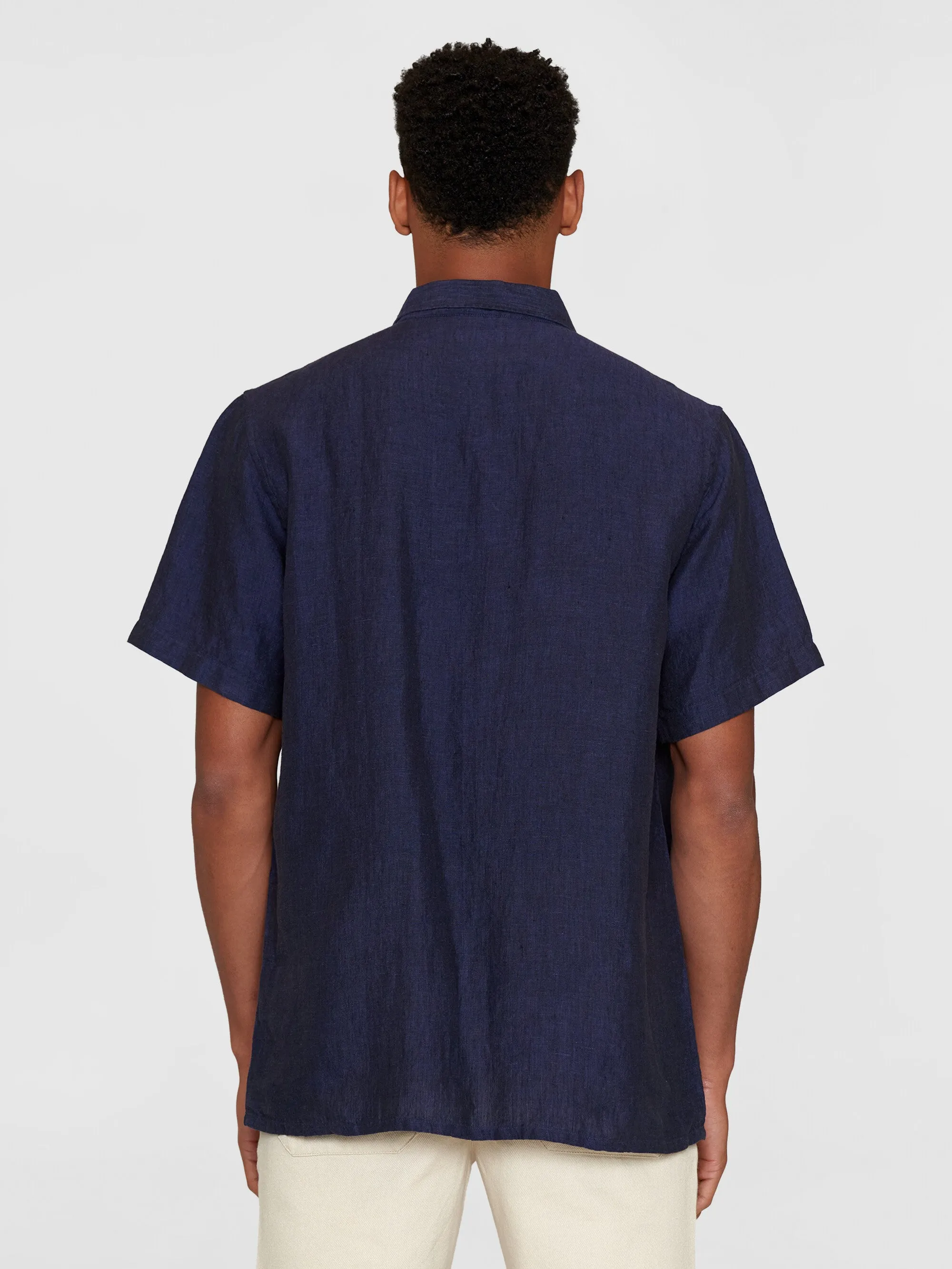 Box fit short sleeved linen shirt - Yarndyed - Total Eclipse Knowledge Cotton