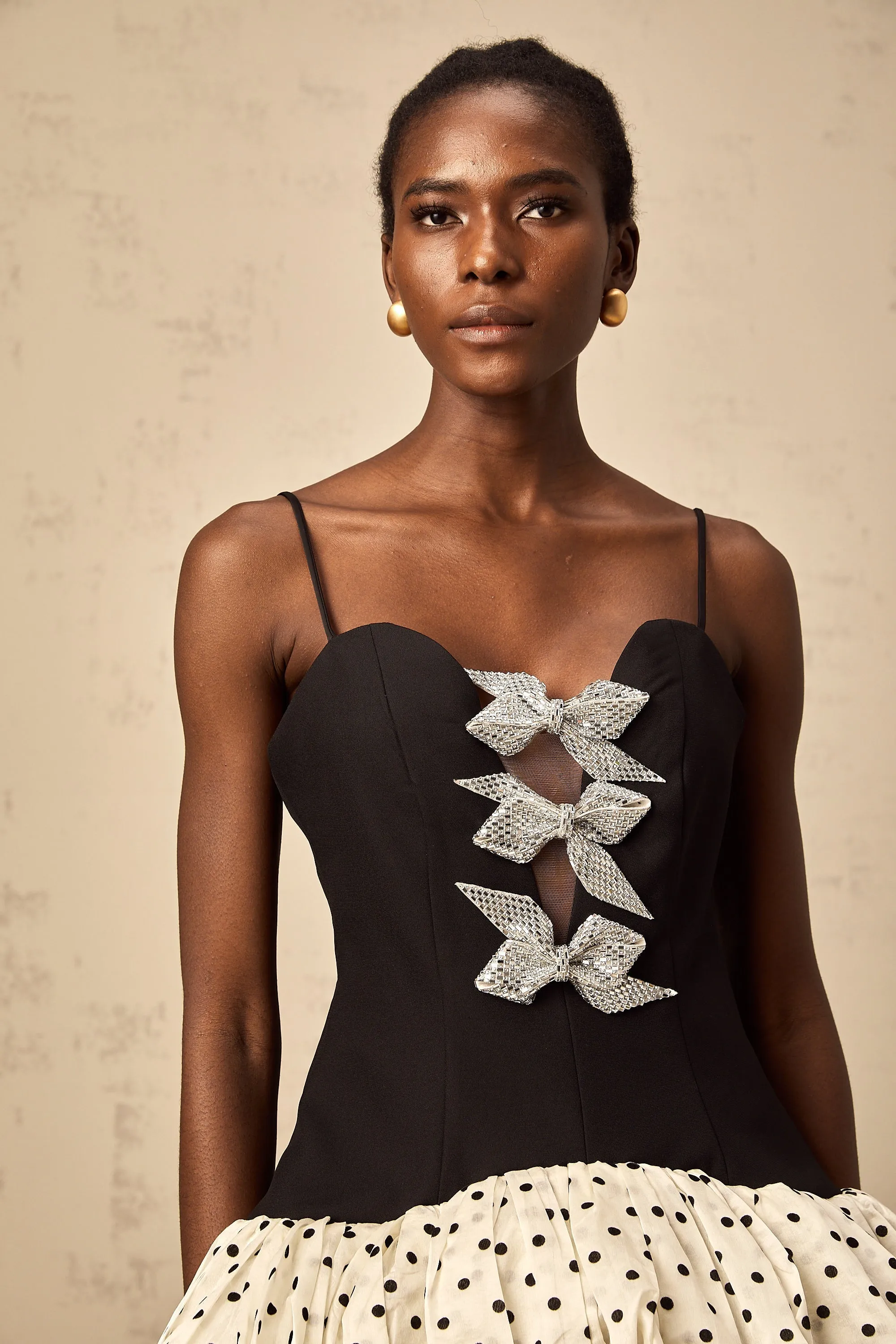 Brengre color-blocked bowknot polka-dot mini dress Gloria Lanvin