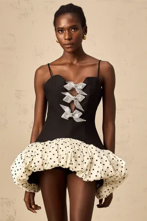Brengre color-blocked bowknot polka-dot mini dress Gloria Lanvin