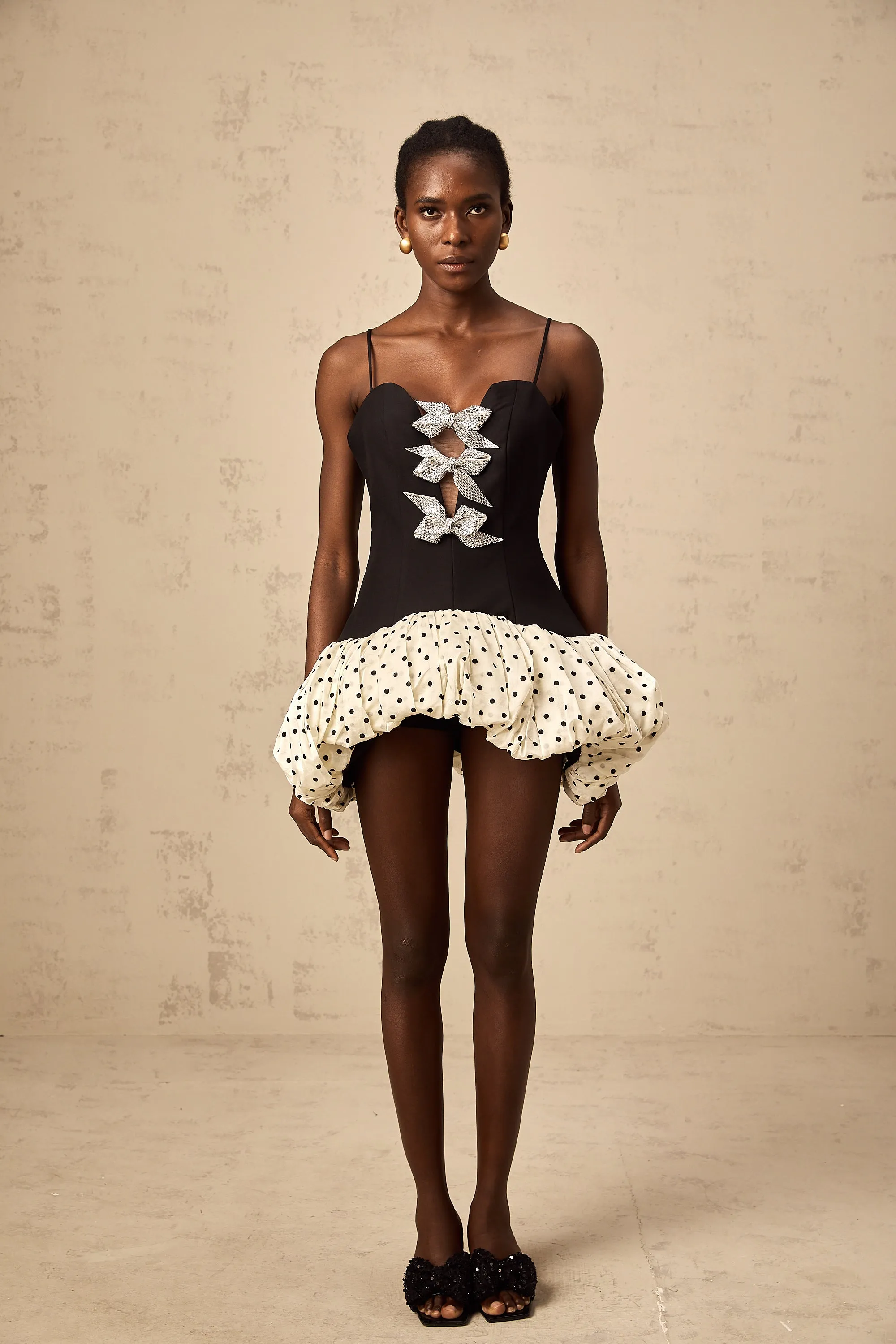 Brengre color-blocked bowknot polka-dot mini dress Gloria Lanvin