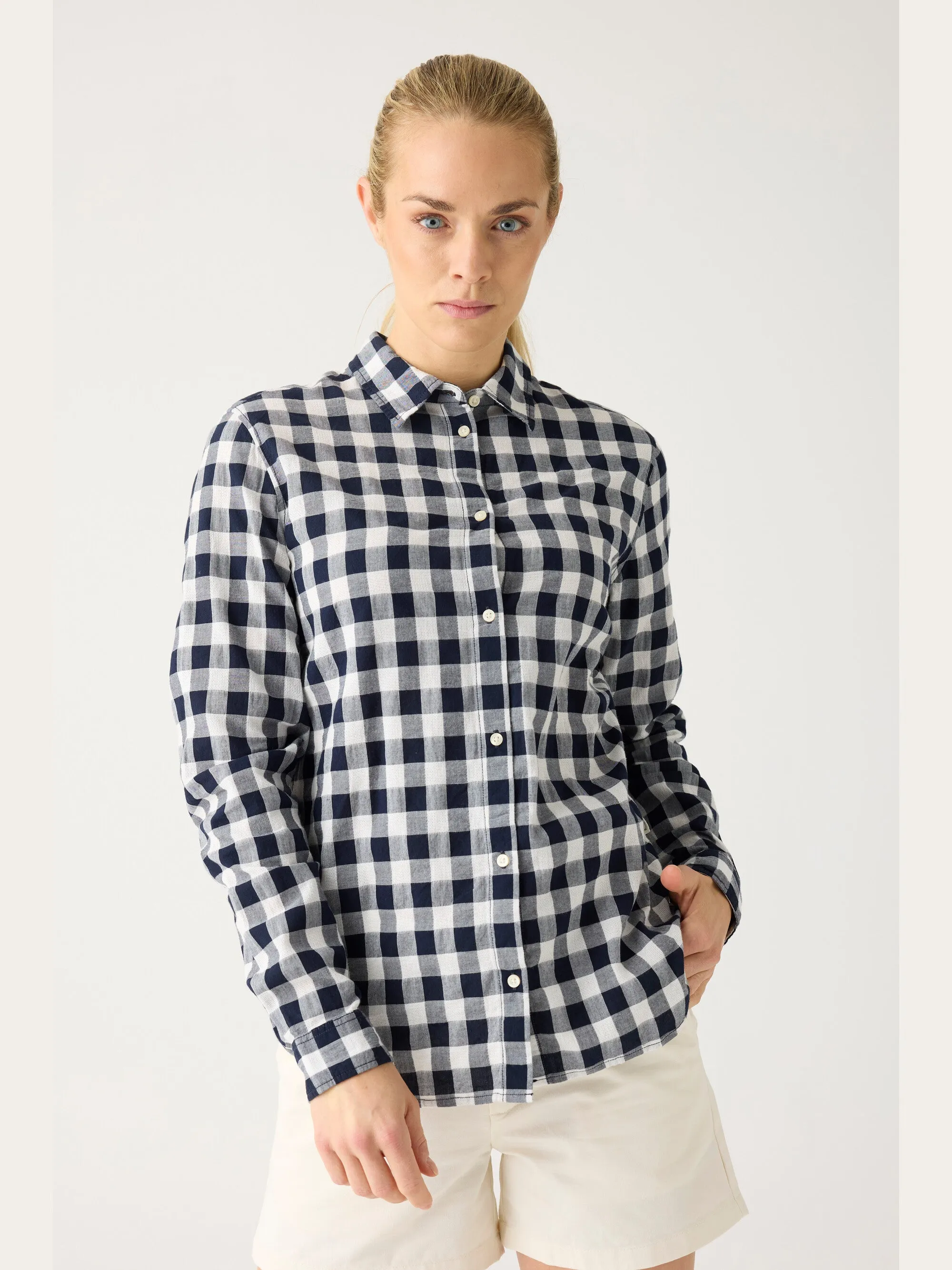 Check long sleeved shirt - GOTS/Vegan - Night Sky Knowledge Cotton