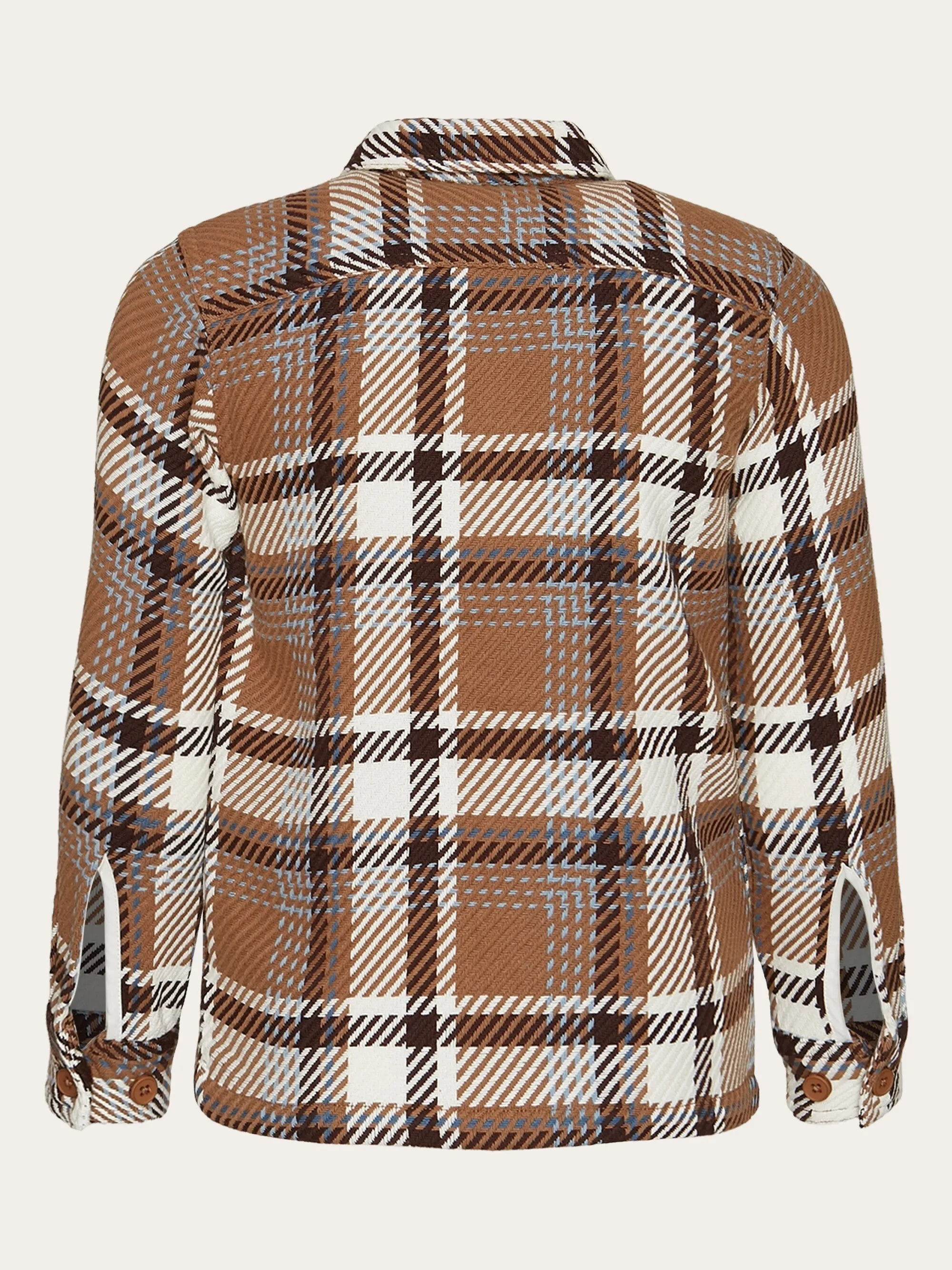 Checked overshirt - GOTS/Vegan - Brown check Knowledge Cotton