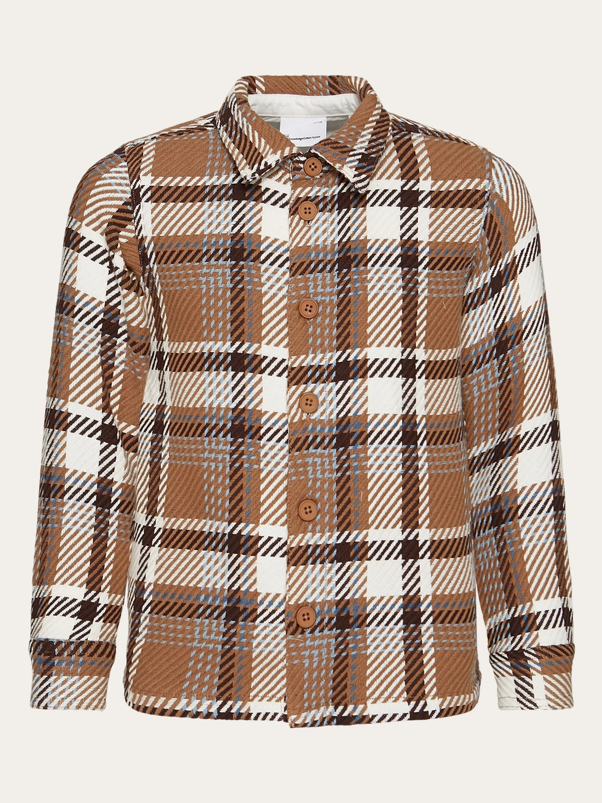 Checked overshirt - GOTS/Vegan - Brown check Knowledge Cotton