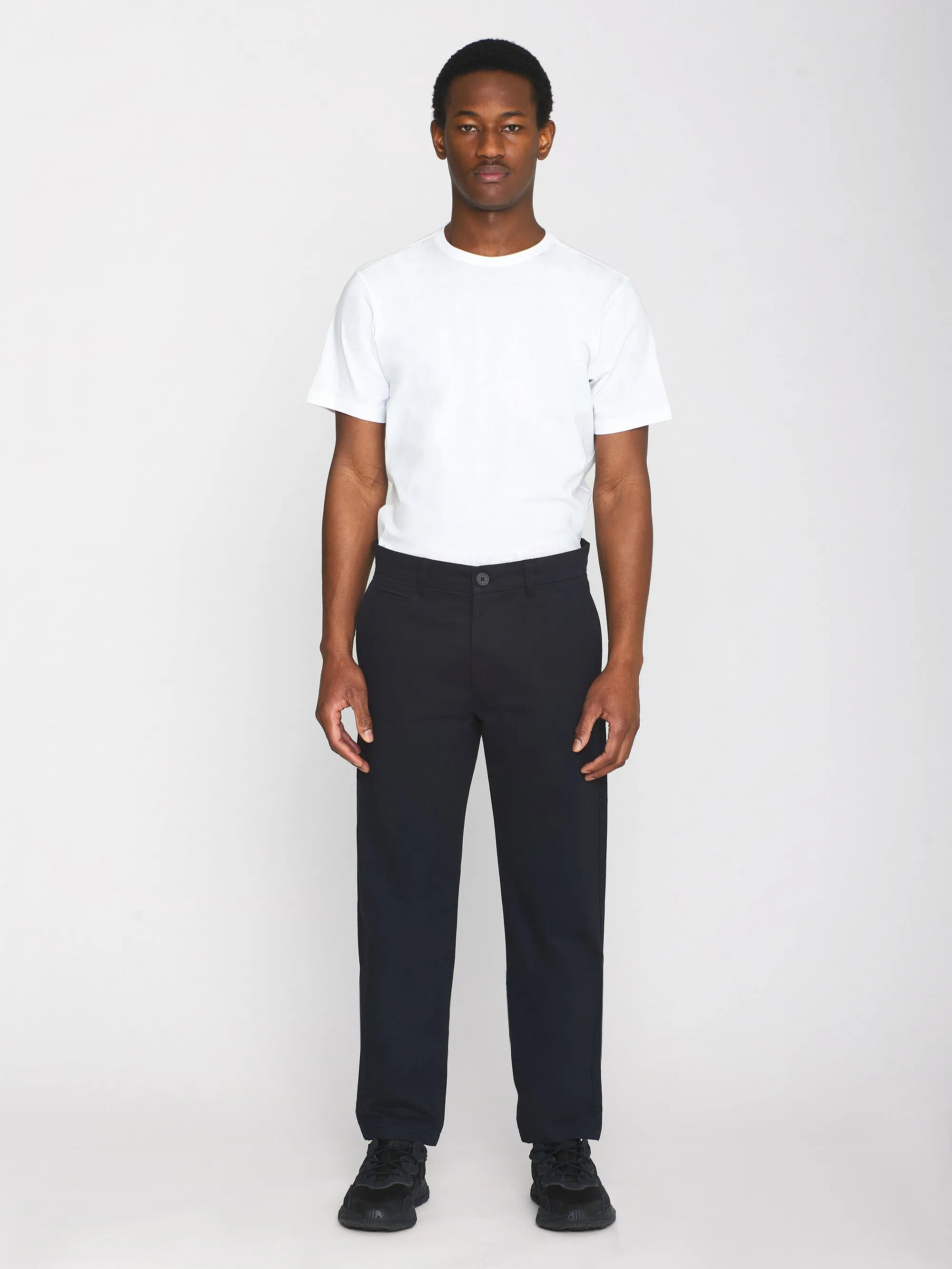 CHUCK regular twill chino pants - Black Jet Knowledge Cotton
