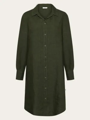Classic linen dress - Burned Olive Knowledge Cotton