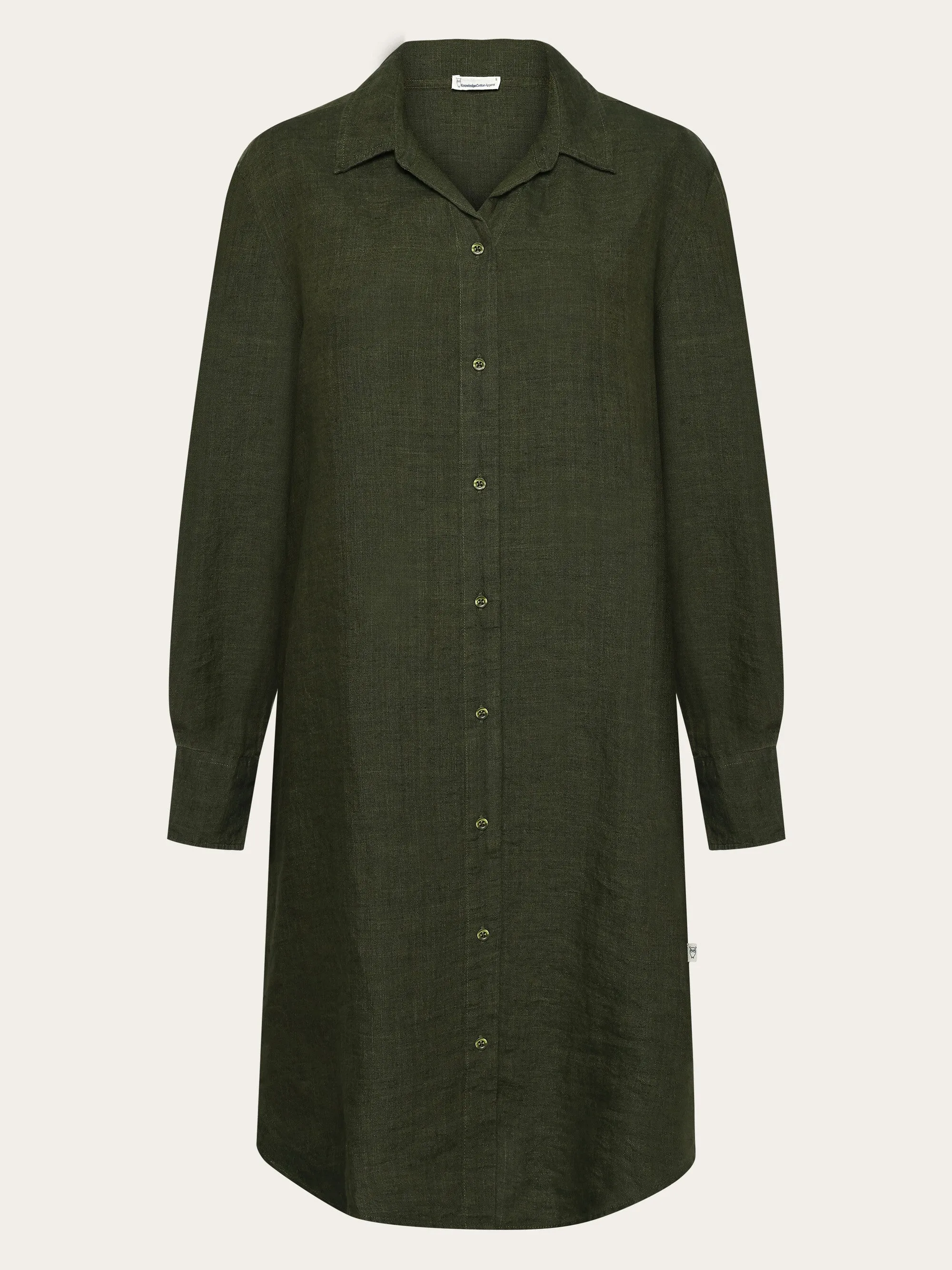 Classic linen dress - Burned Olive Knowledge Cotton