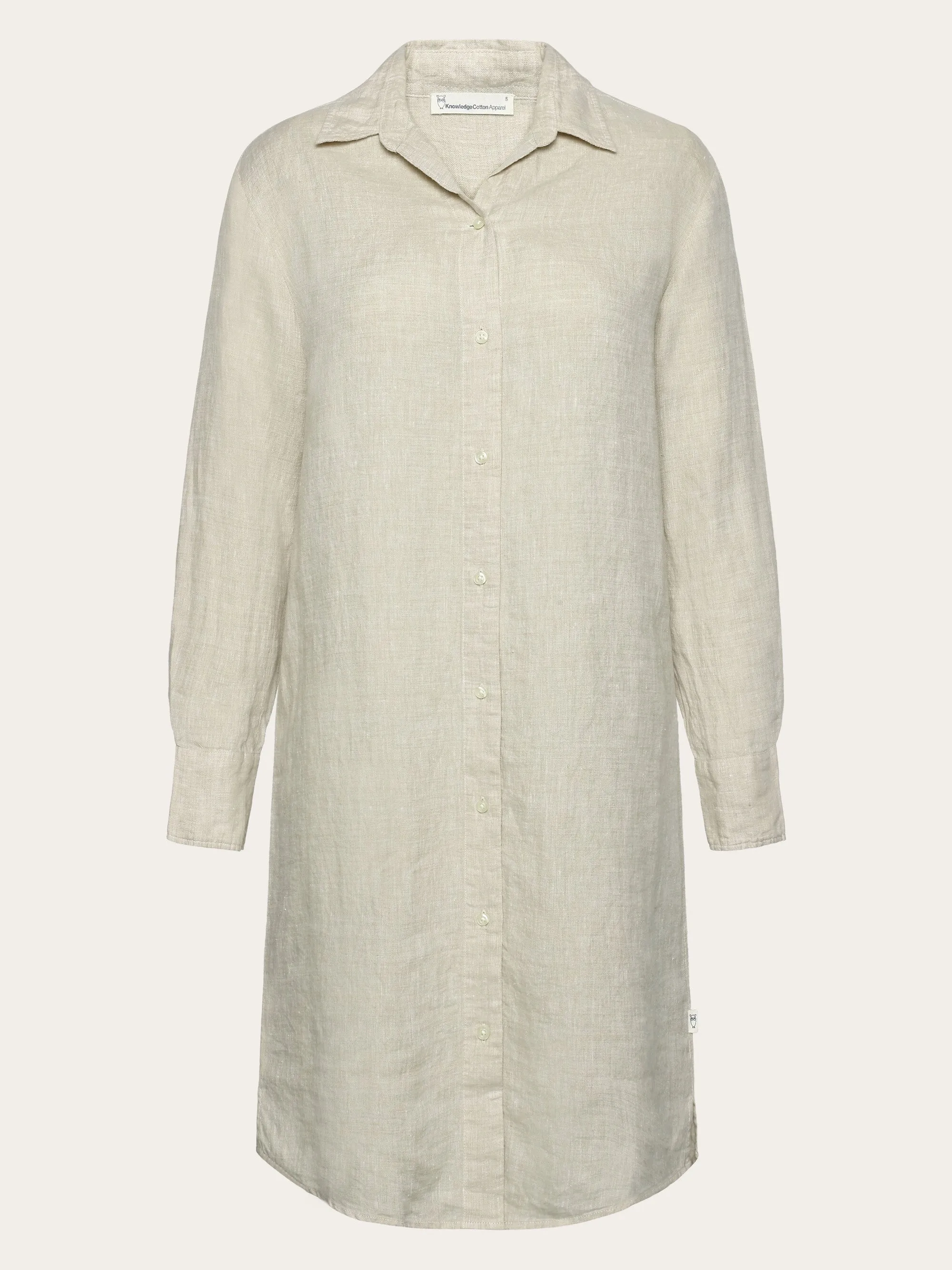 Classic linen dress - Yarndyed - Light feather gray Knowledge Cotton