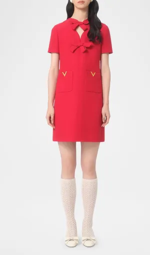 crepe couture bow mini dress in red Gloria Lanvin