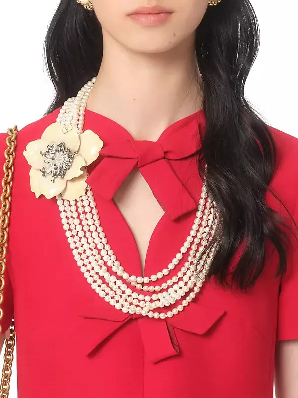 crepe couture bow mini dress in red Gloria Lanvin