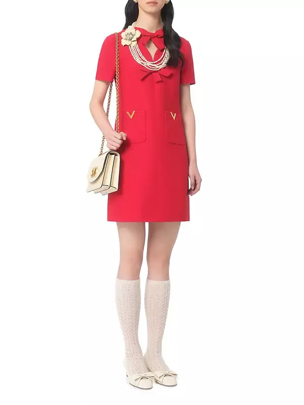 crepe couture bow mini dress in red Gloria Lanvin