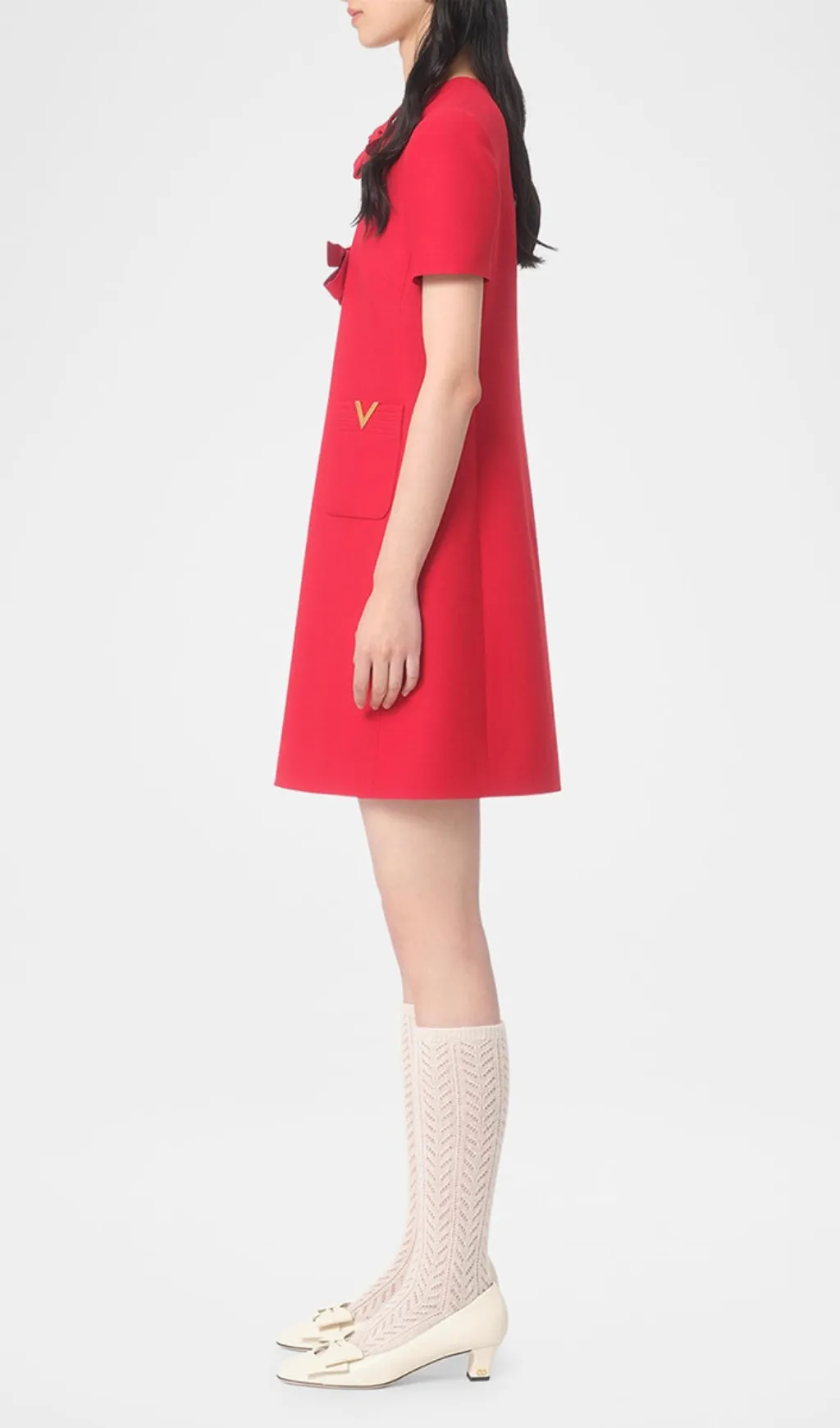crepe couture bow mini dress in red Gloria Lanvin