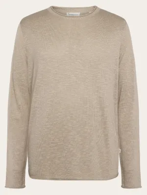 Crew neck knit Tencel - Light feather gray Knowledge Cotton