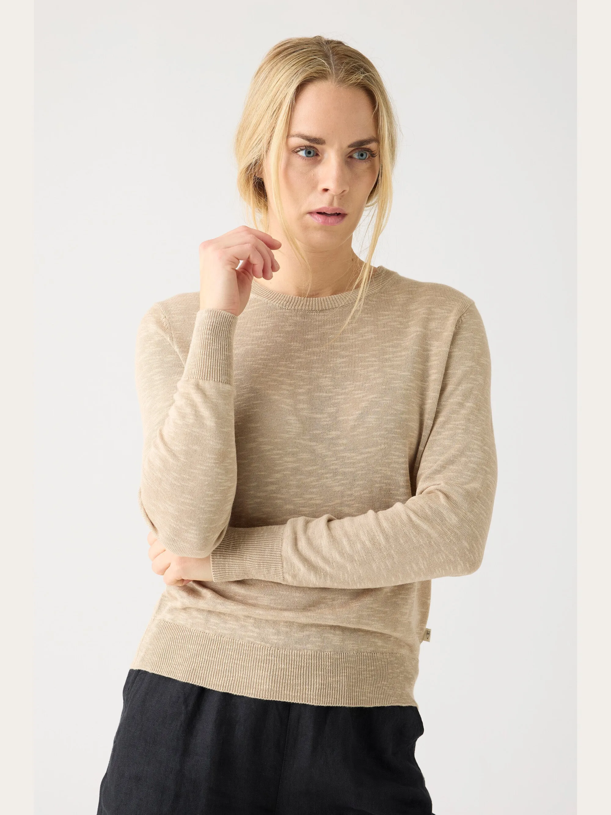 Crew neck knit Tencel - Light feather gray Knowledge Cotton