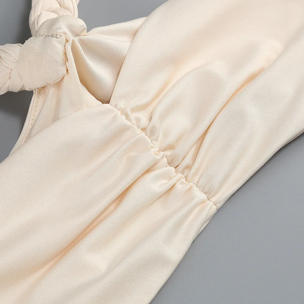 crystal chain embellished fishtail skirt set in apricot Gloria Lanvin