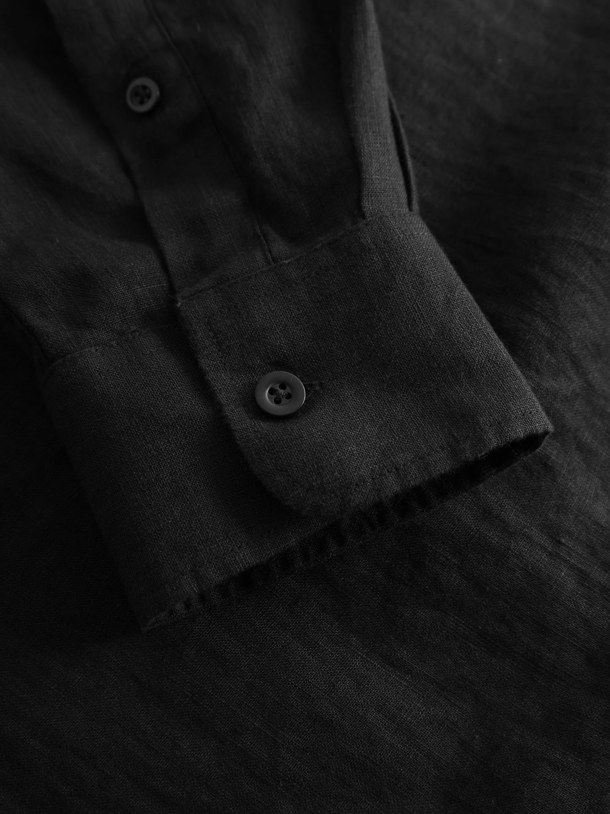 Custom fit linen shirt - Black Jet Knowledge Cotton