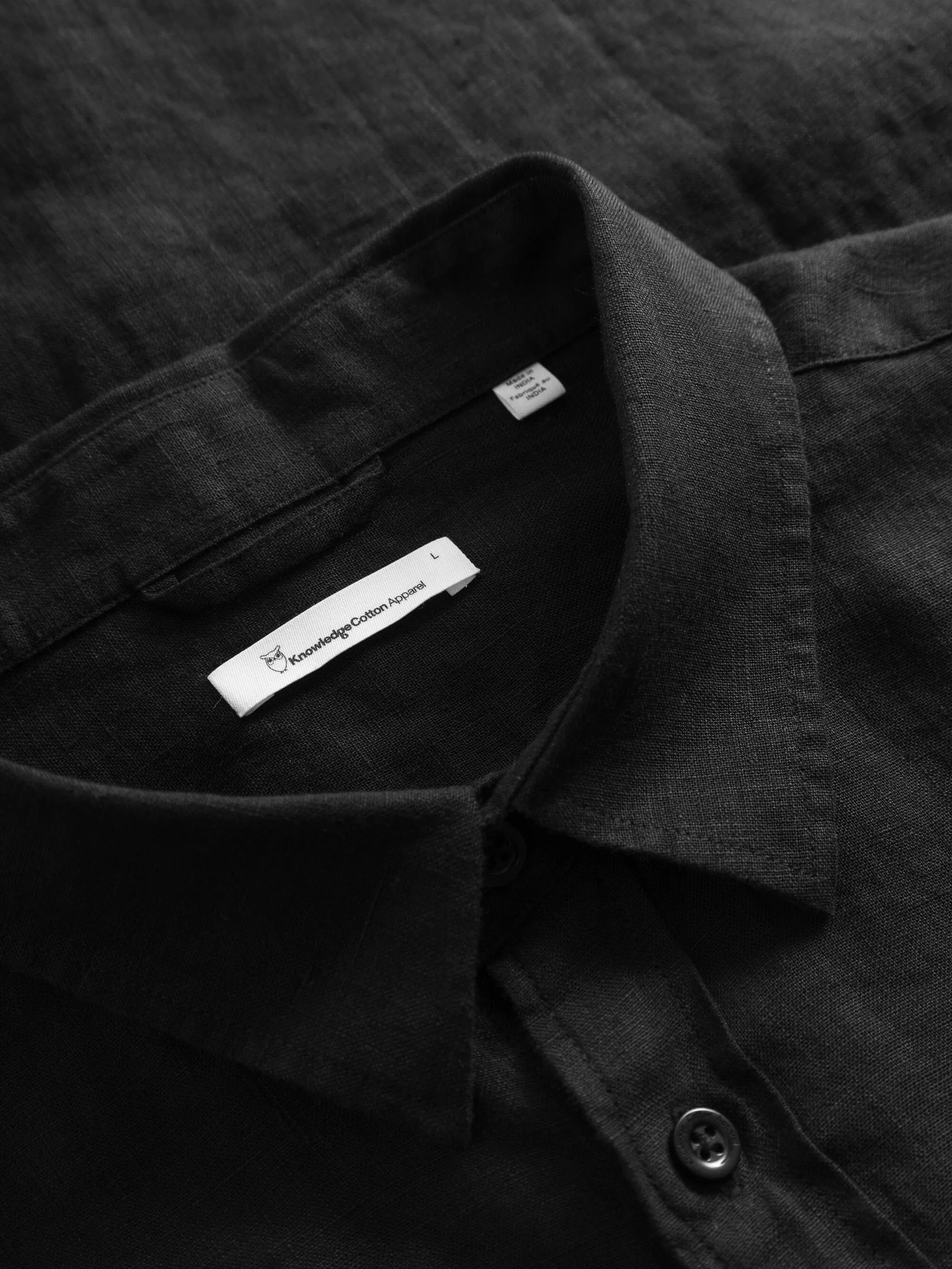 Custom fit linen shirt - Black Jet Knowledge Cotton