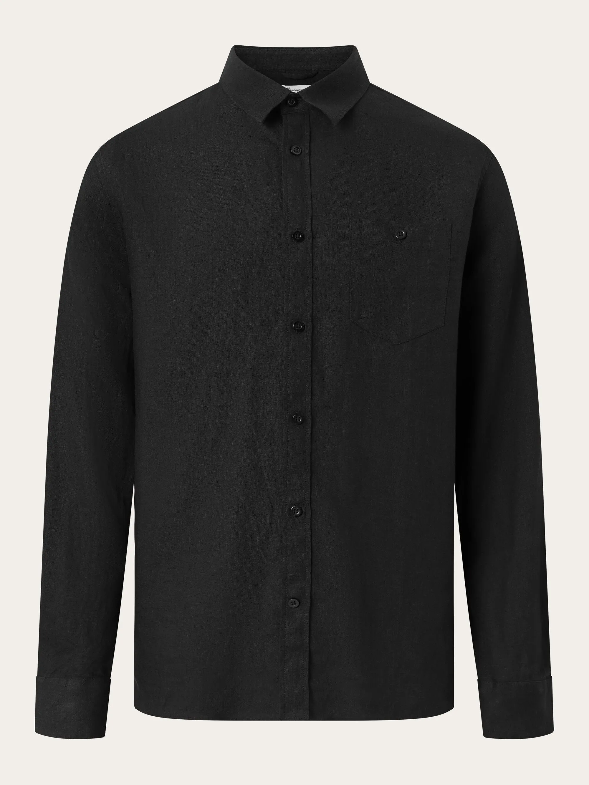 Custom fit linen shirt - Black Jet Knowledge Cotton