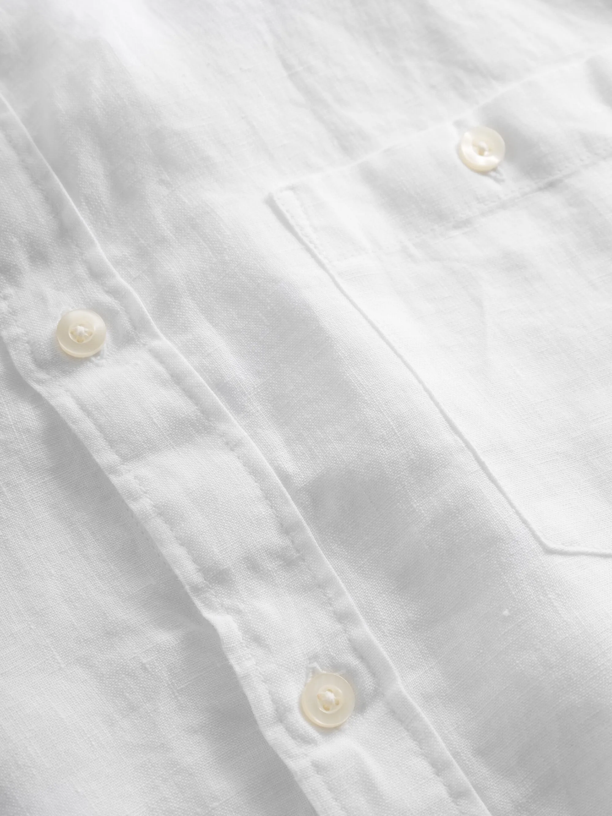 Custom fit linen shirt - Bright White Knowledge Cotton