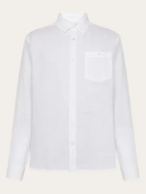 Custom fit linen shirt - Bright White Knowledge Cotton