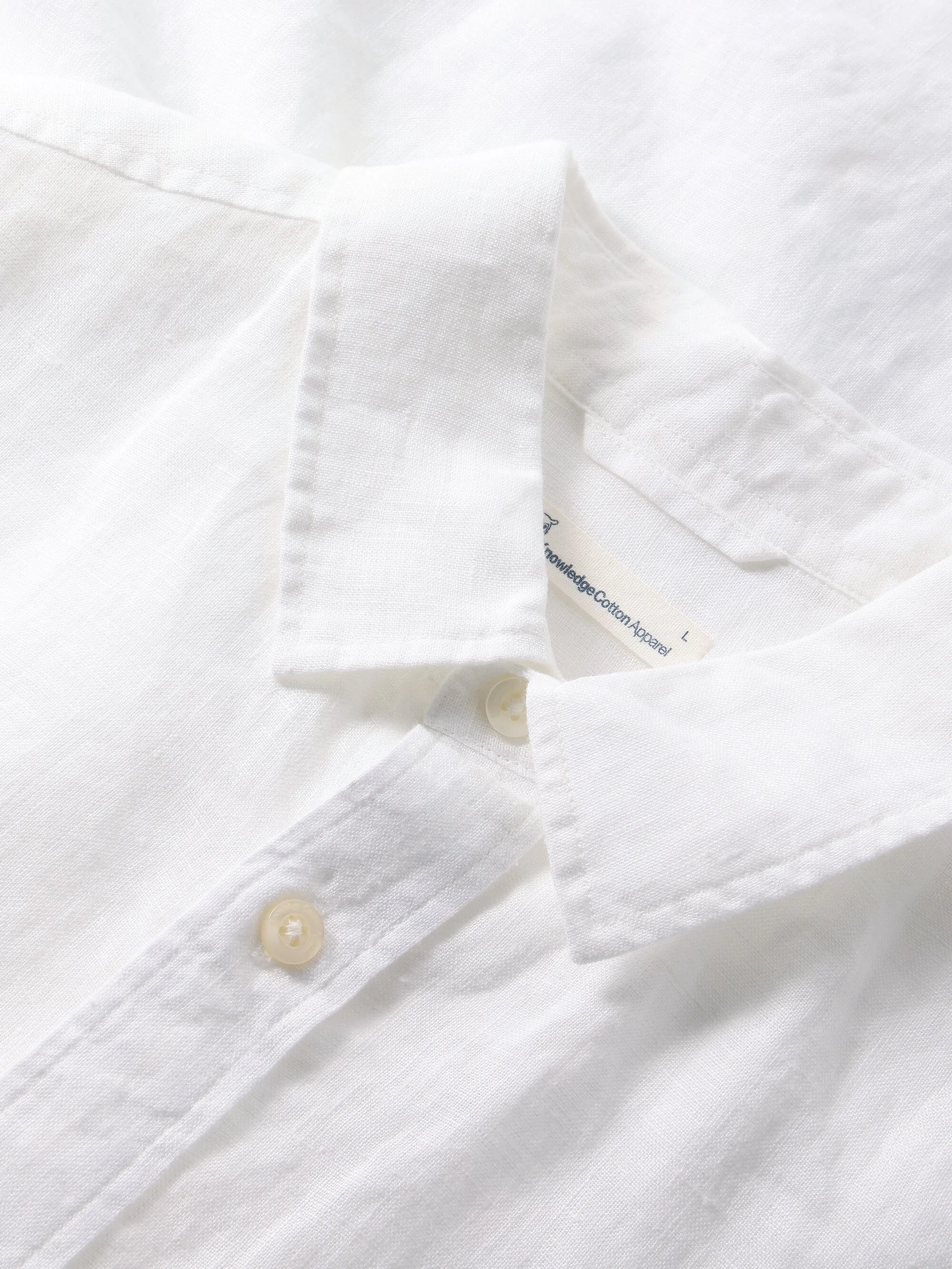 Custom fit linen shirt - Bright White Knowledge Cotton