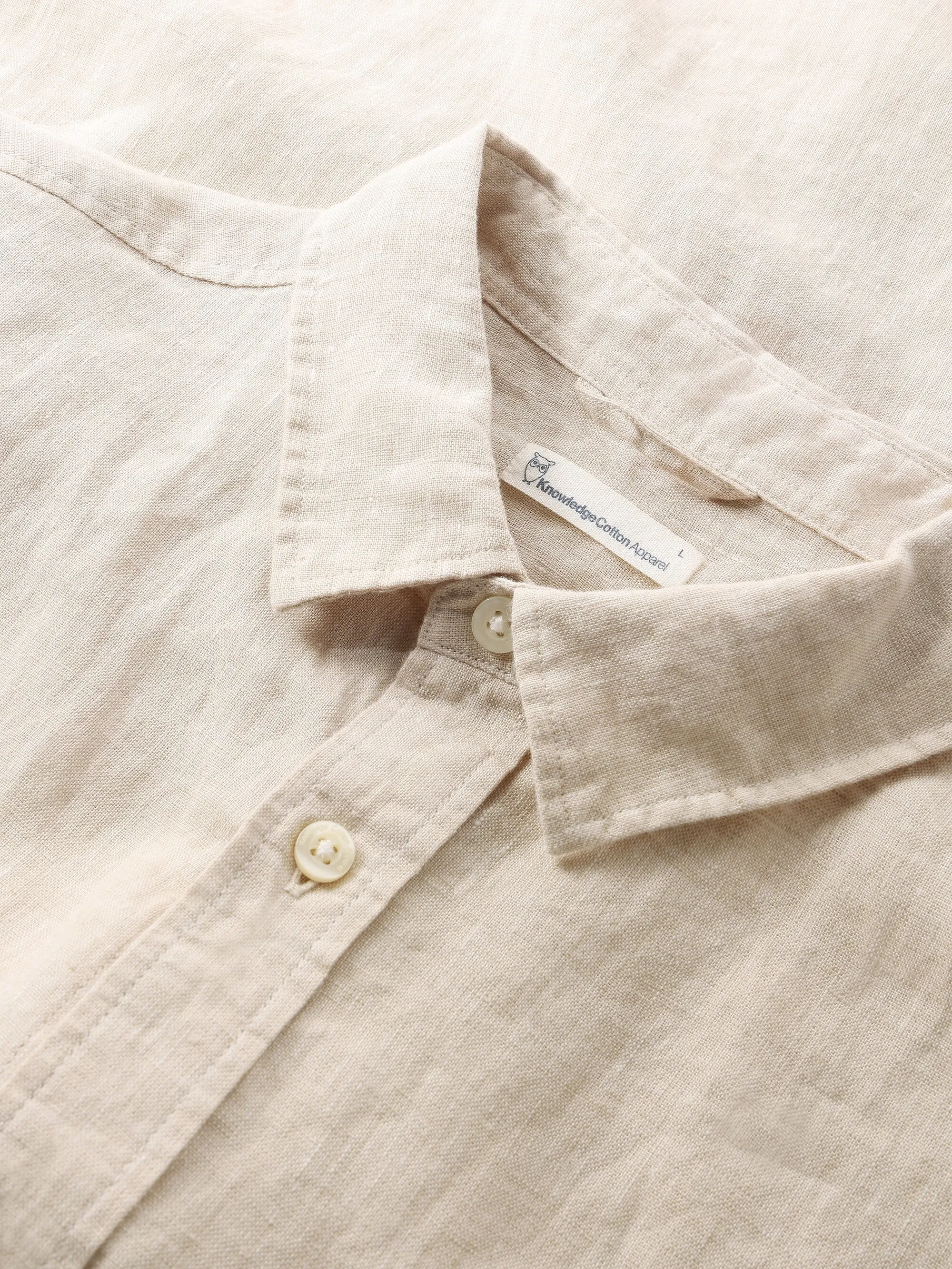 Custom fit linen shirt - Yarndyed - Light feather gray Knowledge Cotton
