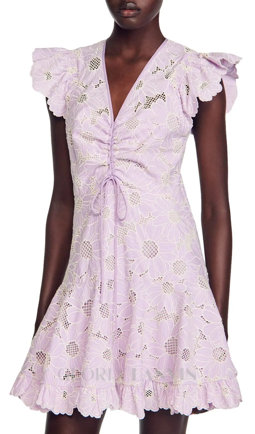 DANIE FLORAL LACE MINI DRESS IN PALE PURPLE Gloria Lanvin